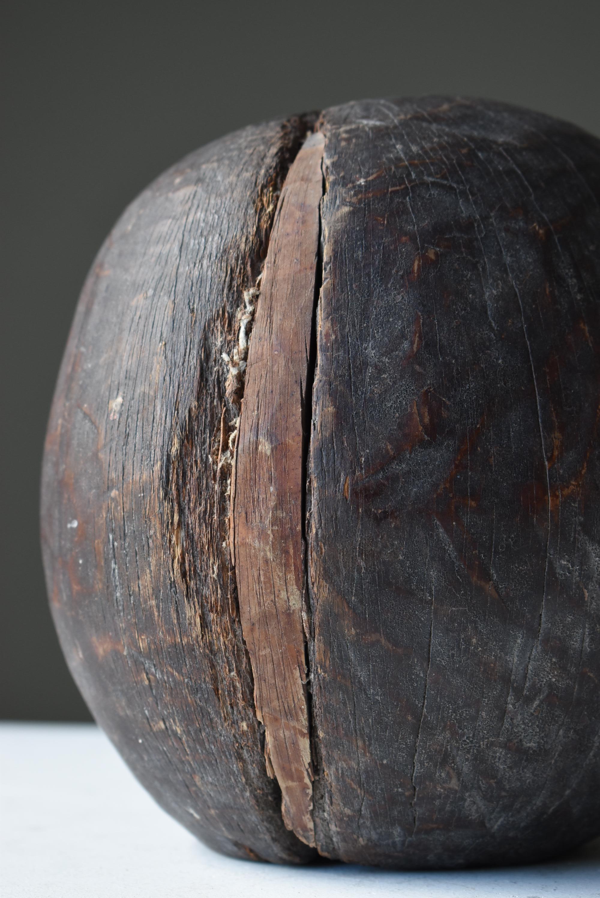 Japanese Antique Wood Carving Daruma 1860s-1900s / Wabi Sabi Sculpture Mingei 4