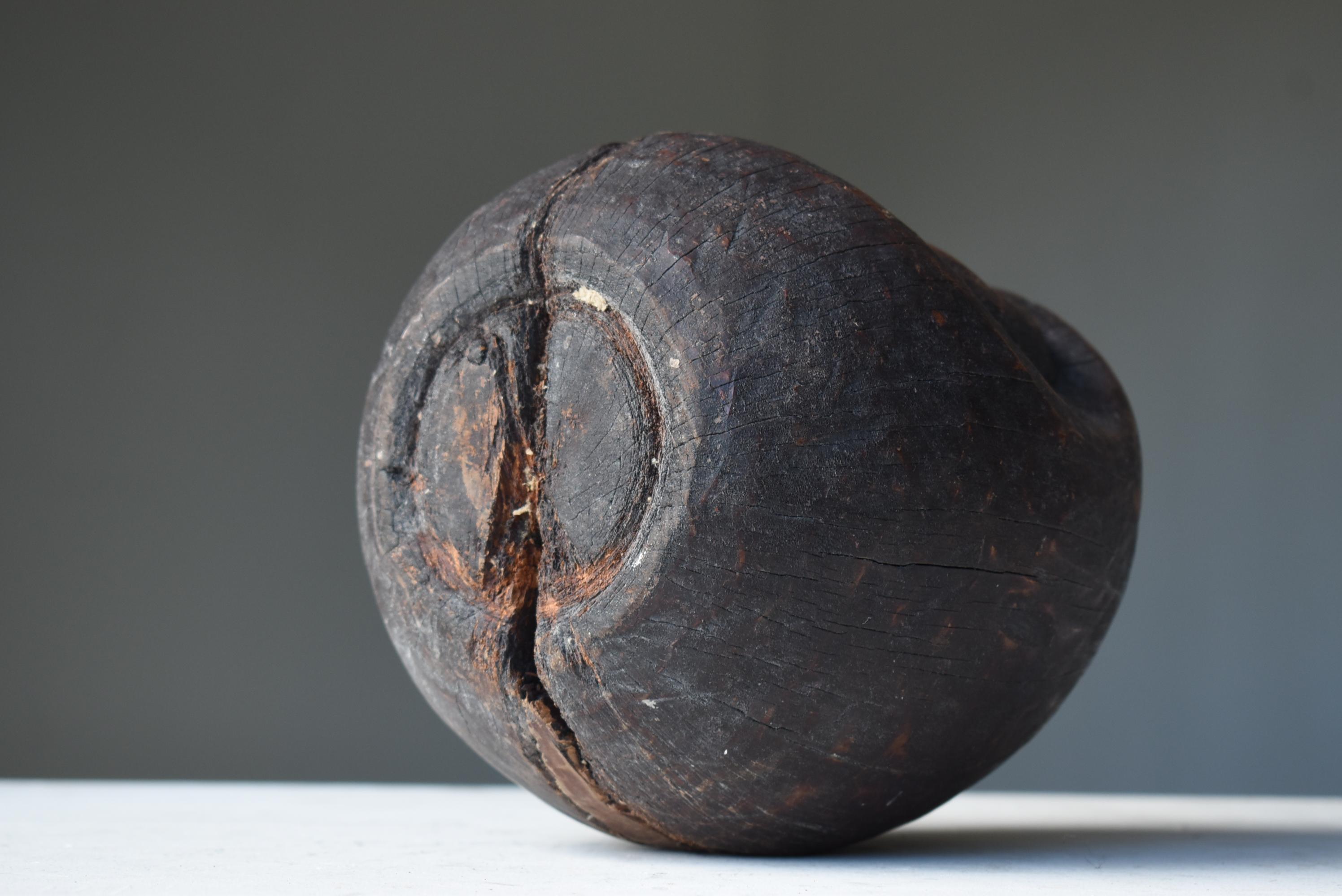 Japanese Antique Wood Carving Daruma 1860s-1900s / Wabi Sabi Sculpture Mingei 6