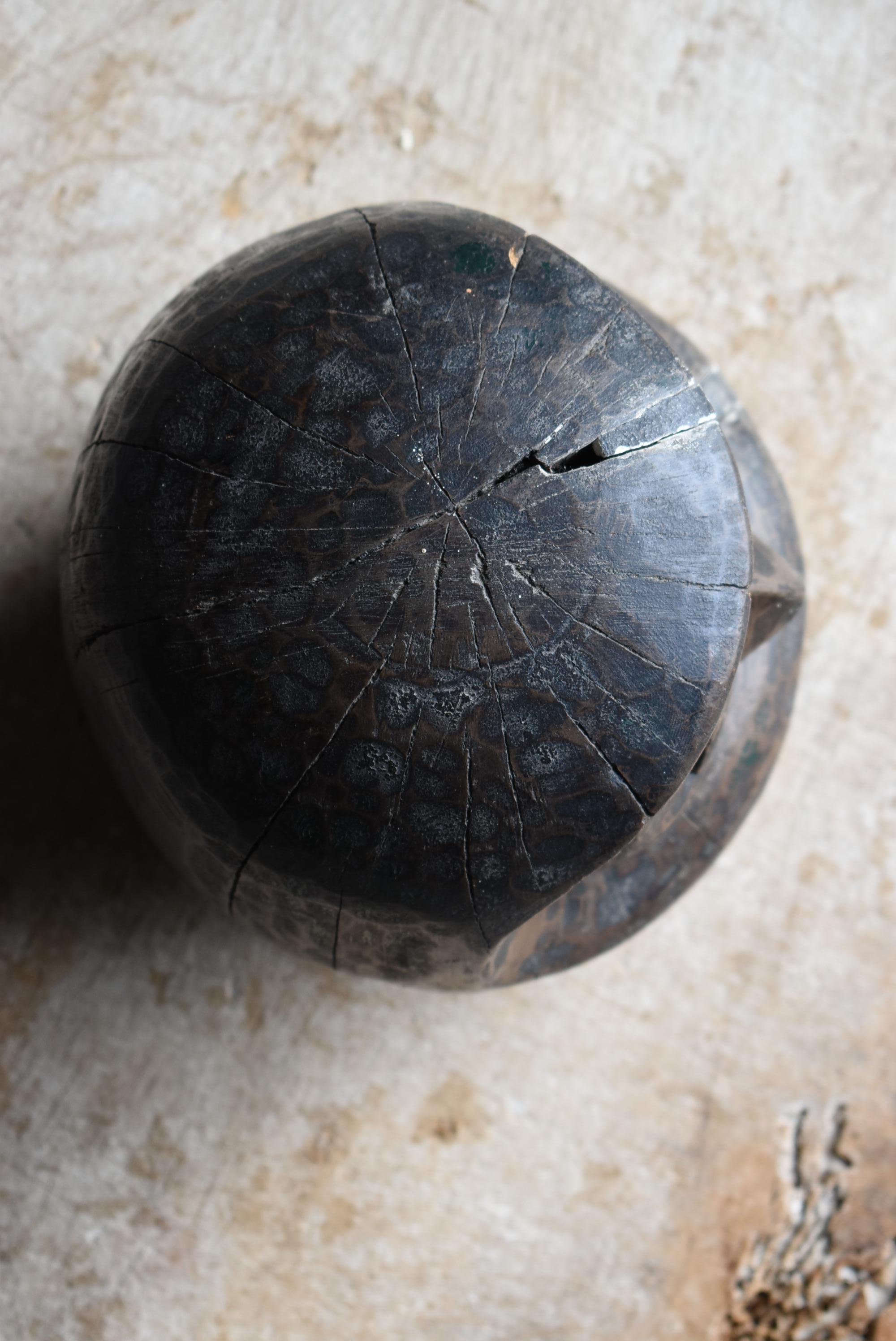 Japanese Antique Wood Carving Daruma 1860s-1920s / Sculpture Wabi Sabi Mingei For Sale 6