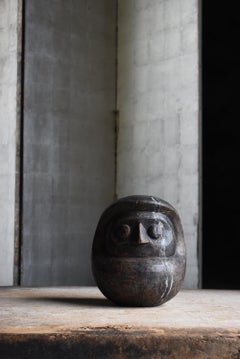 Japanese Antique Wood Carving Daruma 1860s-1920s / Sculpture Wabi Sabi Mingei