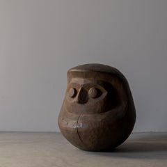 Japanese Antique Wood Carving Daruma 1860s-1920s / Wabi Sabi Sculpture