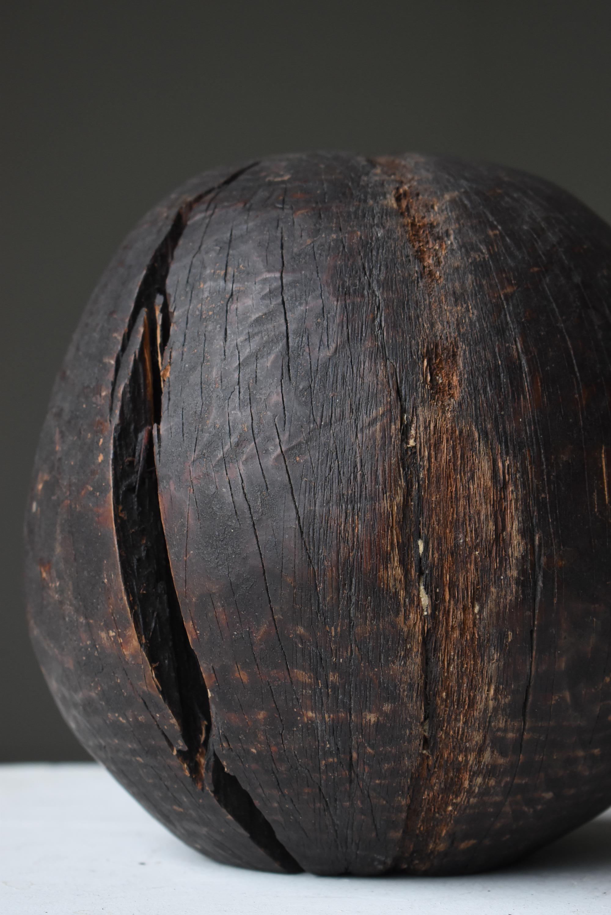 Japanese Antique Wood Carving Daruma 1900s-1920s / Wabisabi Sculpture Mingei 4