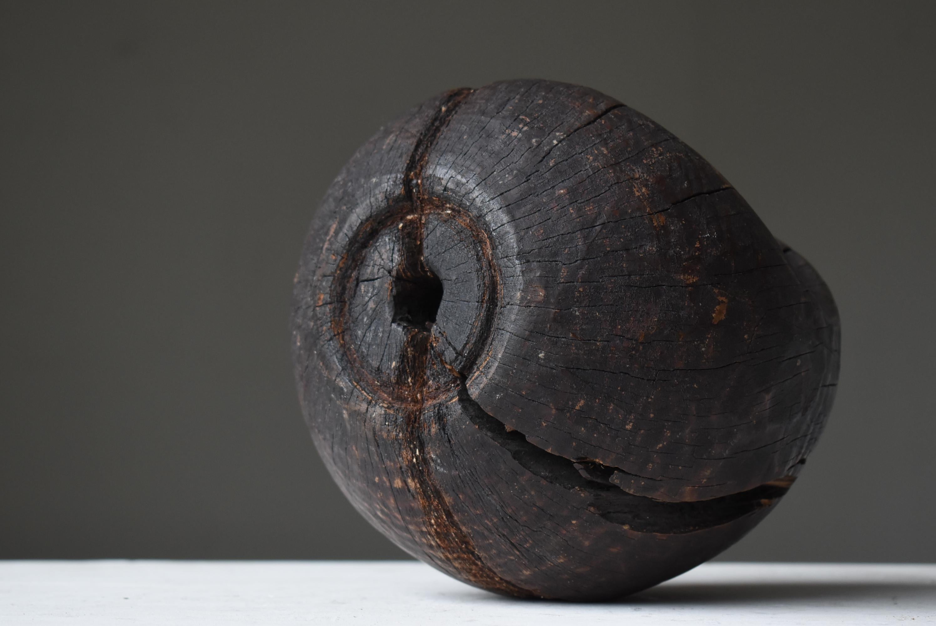 Japanese Antique Wood Carving Daruma 1900s-1920s / Wabisabi Sculpture Mingei 6