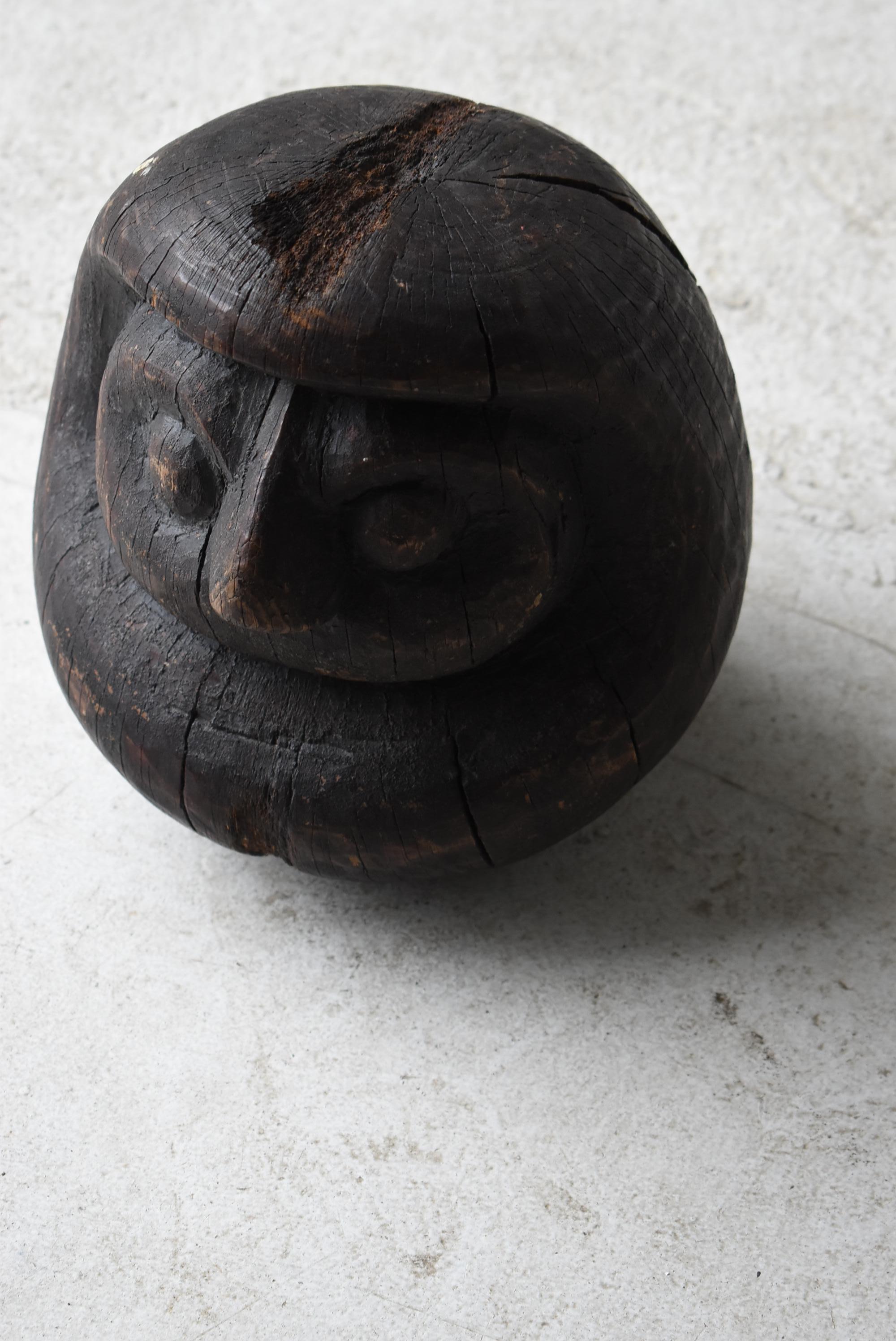 Japanese Antique Wood Carving Daruma 1900s-1920s / Wabisabi Sculpture Mingei 7