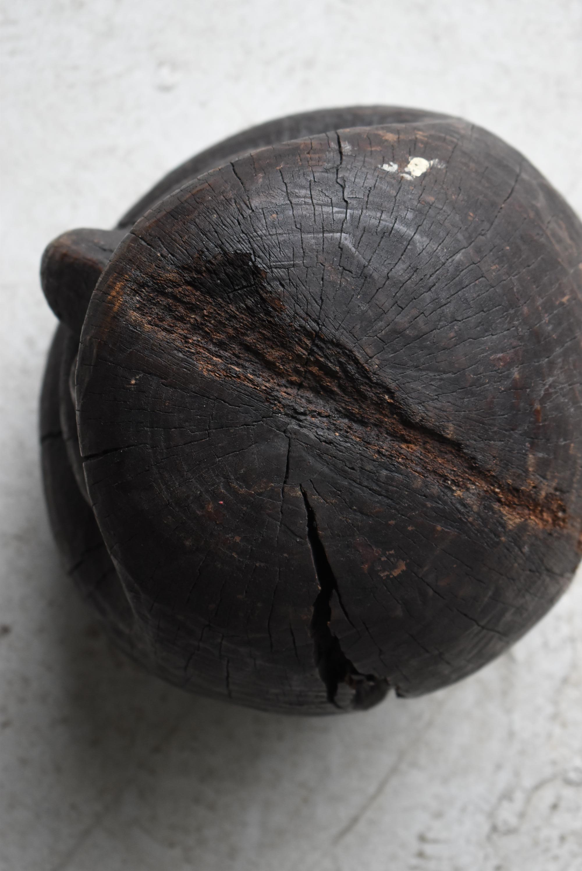 Japanese Antique Wood Carving Daruma 1900s-1920s / Wabisabi Sculpture Mingei 8