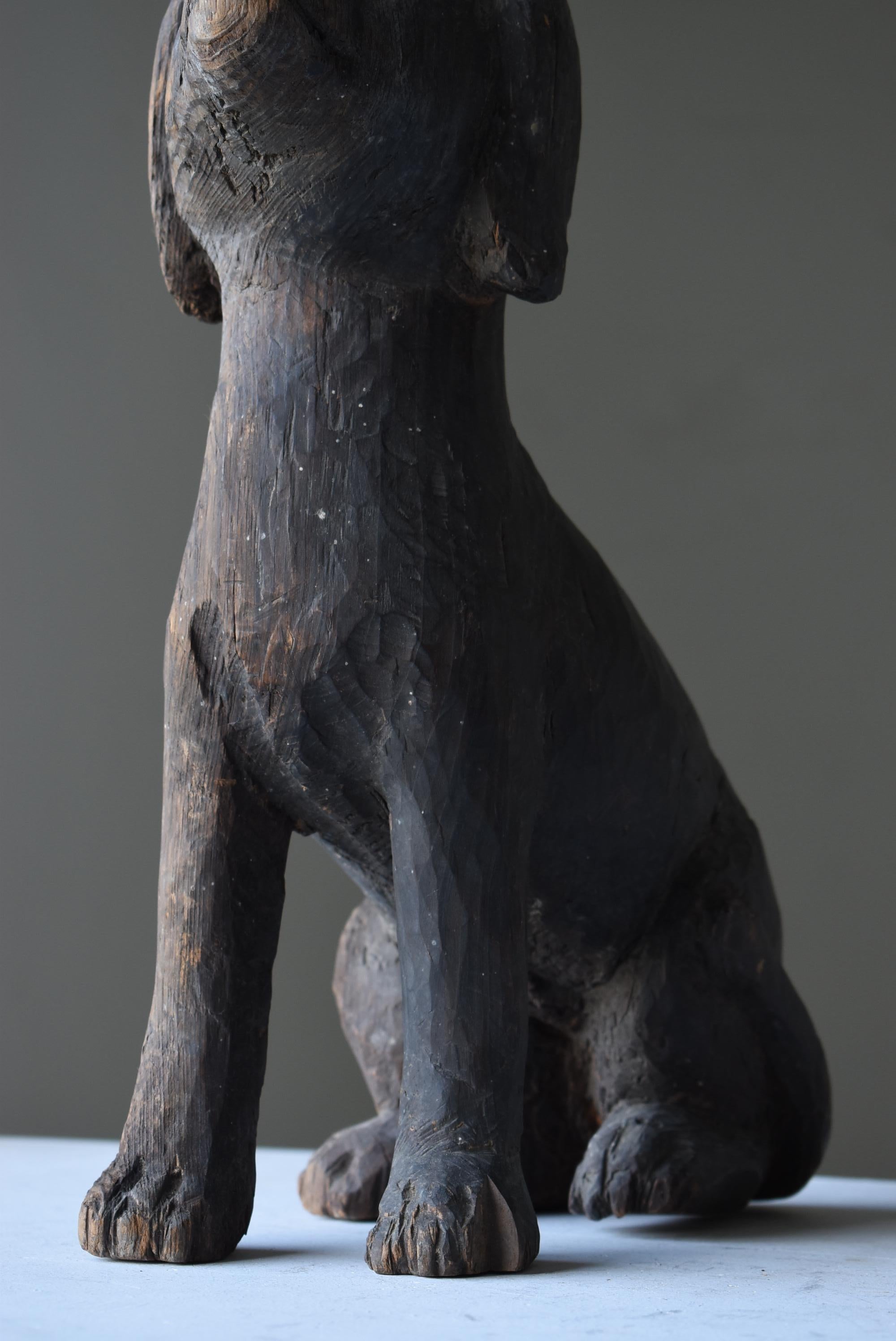 Japanese Antique Wood Carving Dog 1860s-1920s / Sculpture Wabi Sabi 3