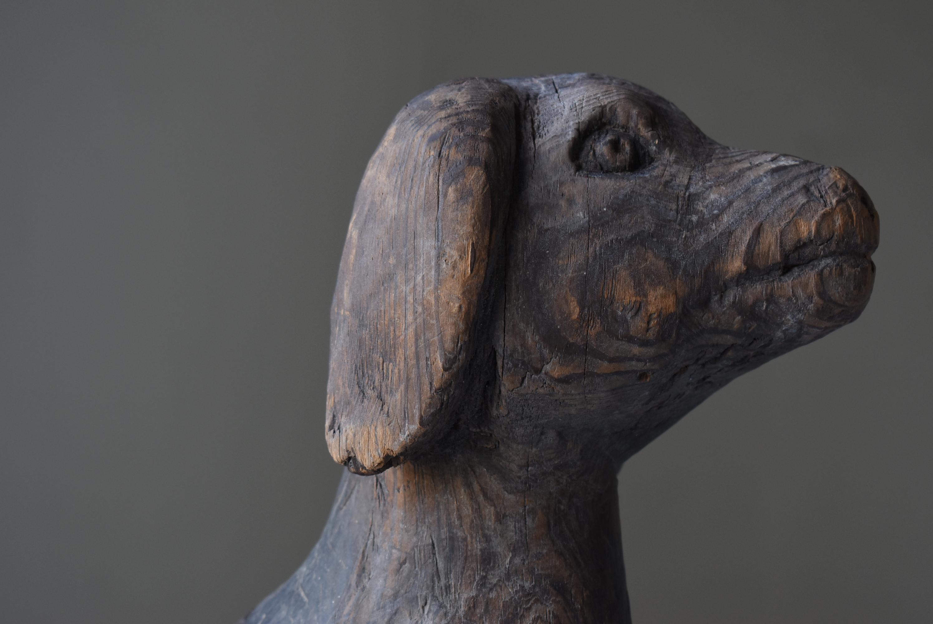 Japanese Antique Wood Carving Dog 1860s-1920s / Sculpture Wabi Sabi 5