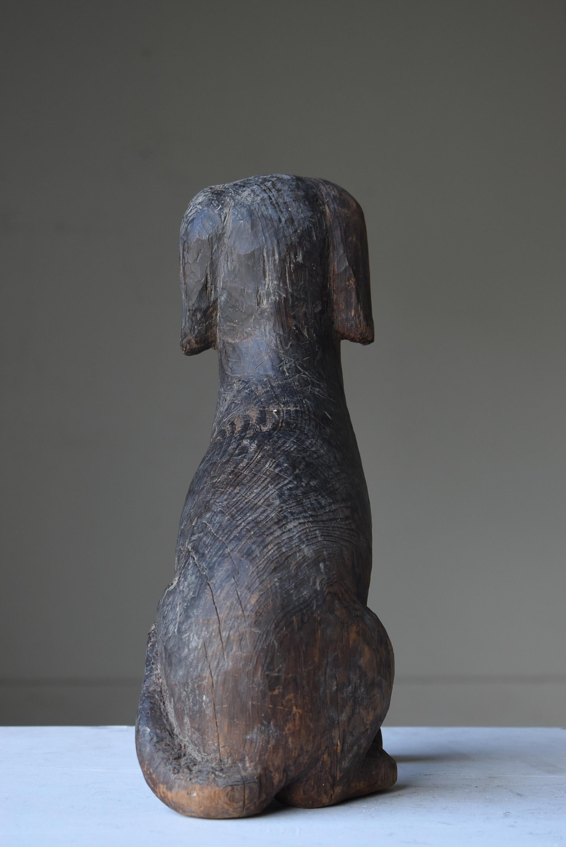 Japanese Antique Wood Carving Dog 1860s-1920s / Sculpture Wabi Sabi 7