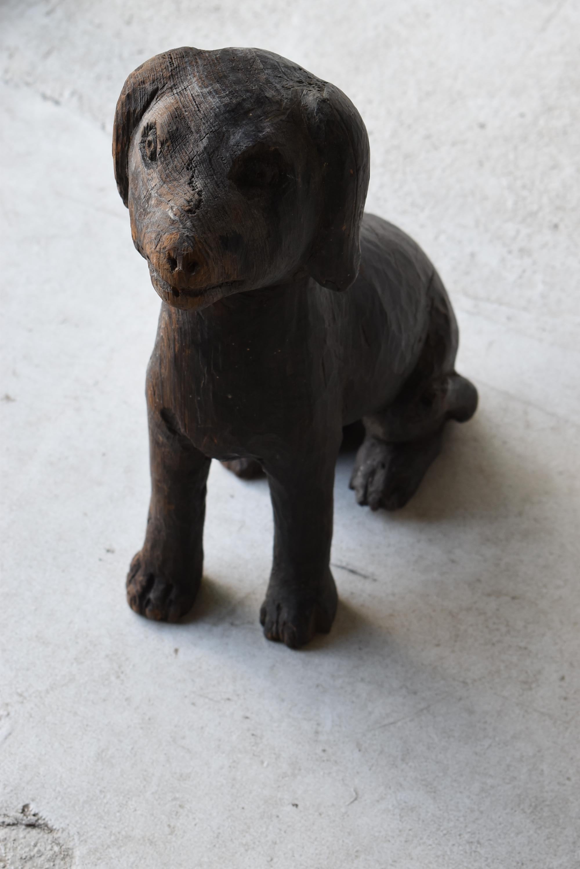 Japanese Antique Wood Carving Dog 1860s-1920s / Sculpture Wabi Sabi 10