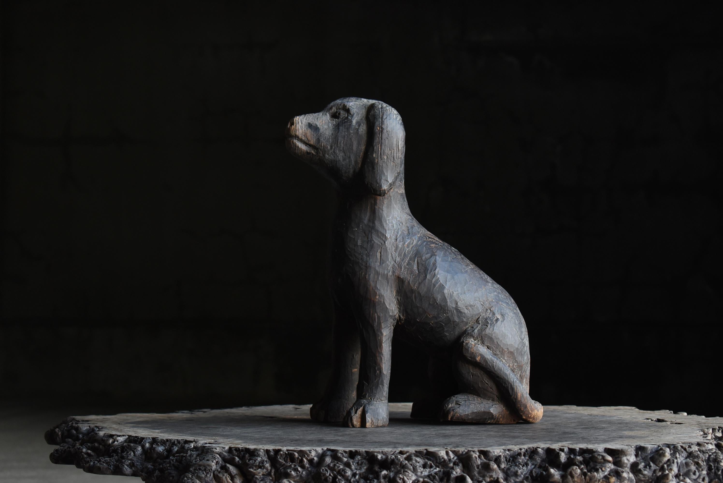 Meiji Japanese Antique Wood Carving Dog 1860s-1920s / Sculpture Wabi Sabi