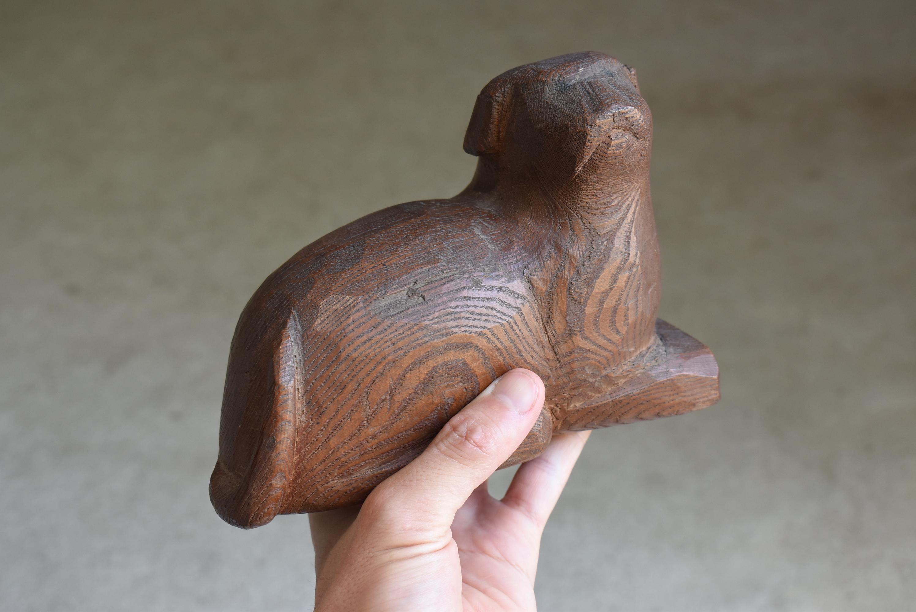 Japanese Antique Wood Carving Dog 1920s-1940s/Figurine Mingei Object Sculpture For Sale 4