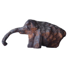 Japanese Antique Wood Carving Elephant 1860s-1920s / Wabi Sabi Sculpture Object