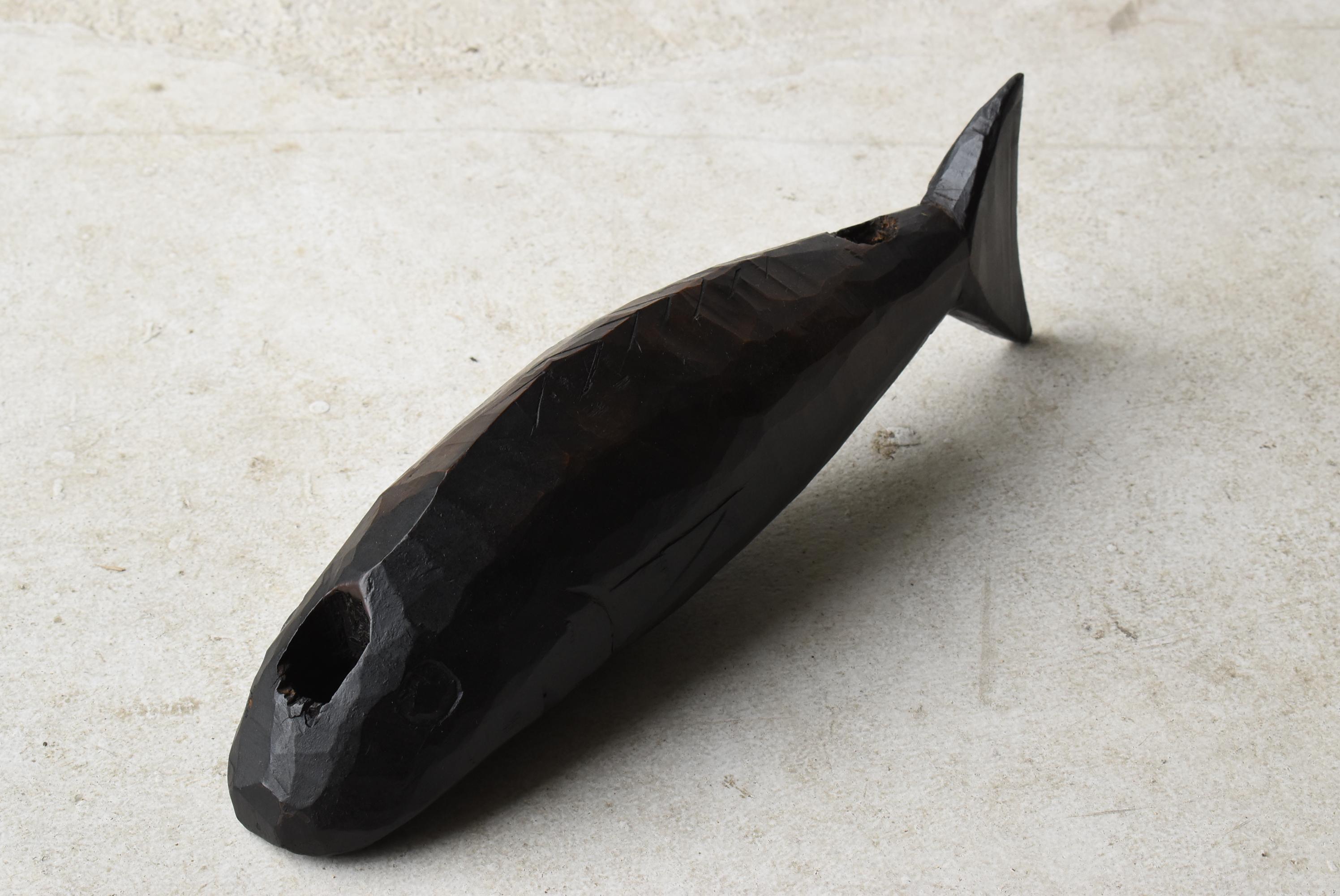 Japanese Antique Wood Carving Fish 1860s-1900s / Figurine Object Wabi Sabi 5