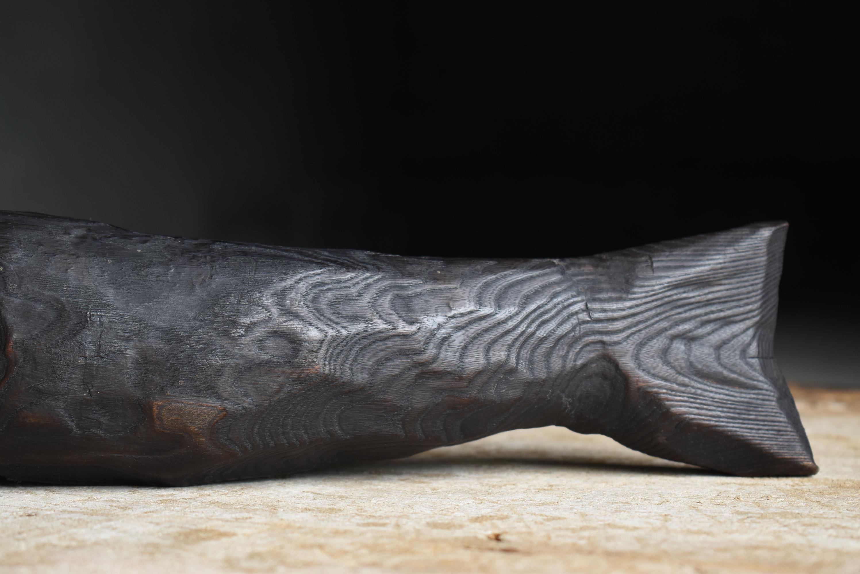 Sculpture japonaise ancienne en Wood Fish 1860s-1900s / Figurine Objects for Objects Wabisabi Bon état - En vente à Chōsei District Nagara, JP