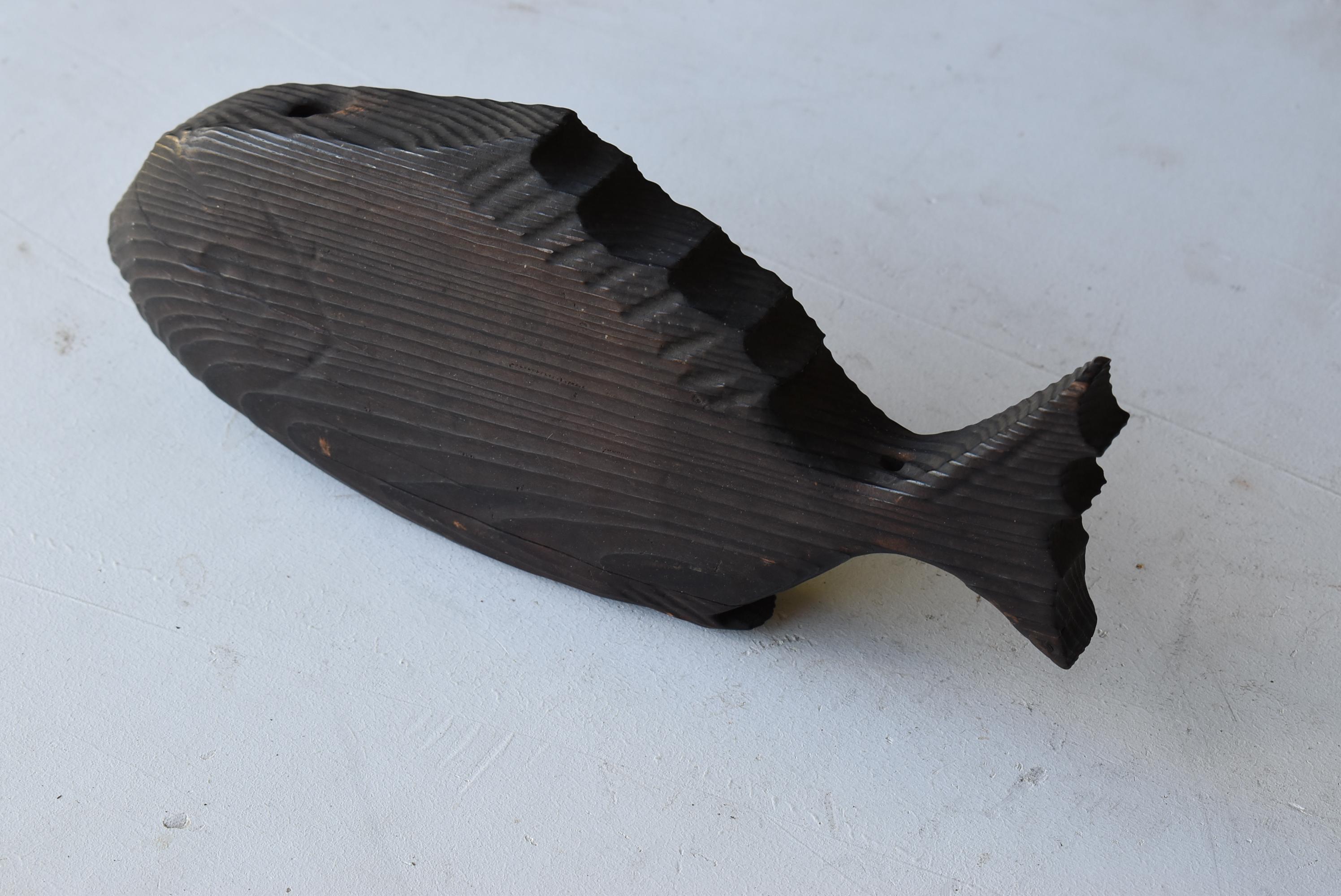 20th Century Japanese Antique Wood Carving Fish 1860s-1900s / Mingei Figurine Object Wabisabi For Sale
