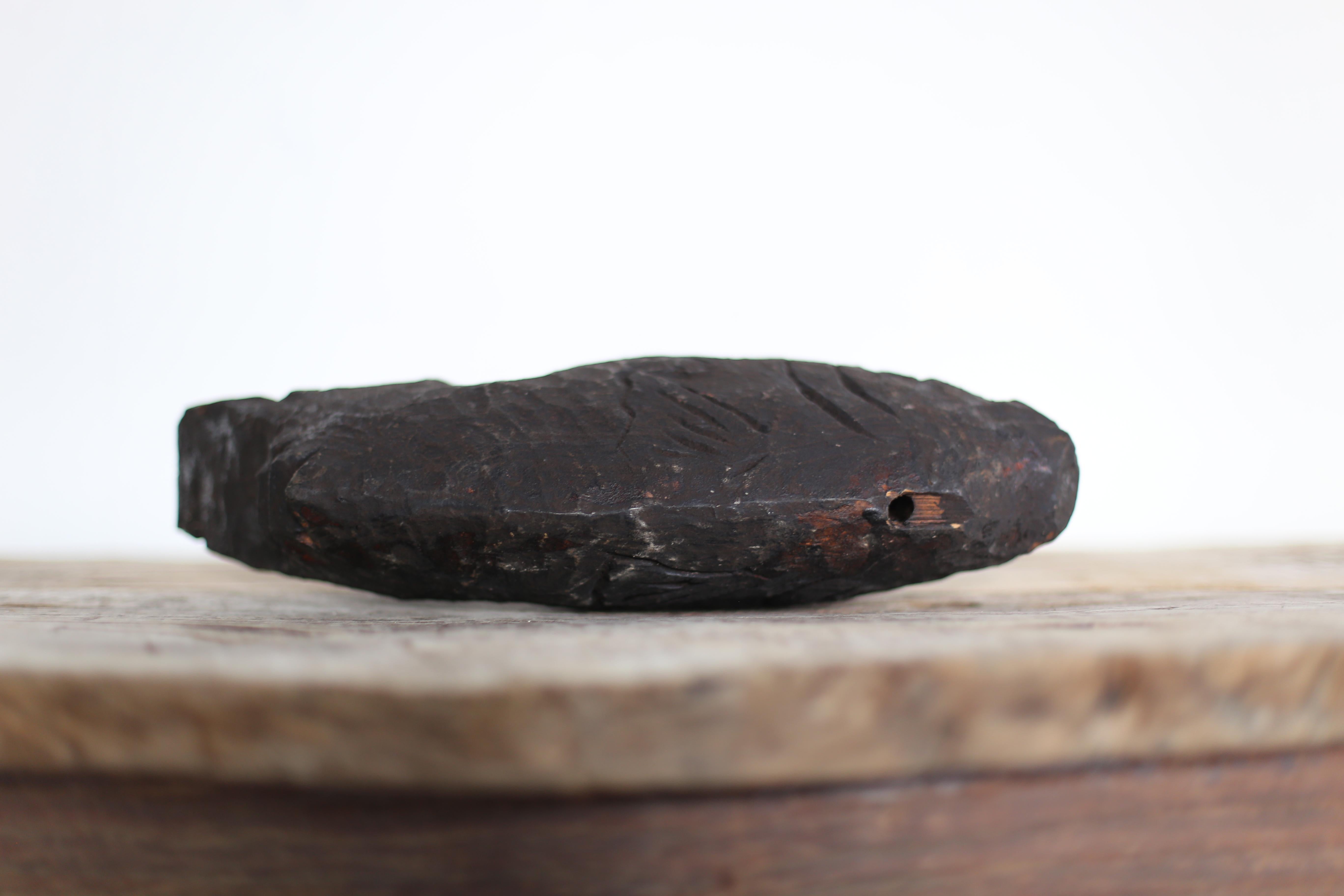 Cedar Japanese Antique Wood Carving Fish 1860s-1900s / Mingei Figurine Object Wabisabi For Sale