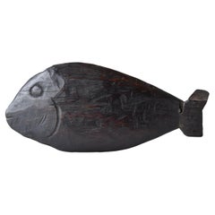 Japanese Antique Wood Carving Fish 1860s-1900s / Mingei Figurine Object Wabisabi