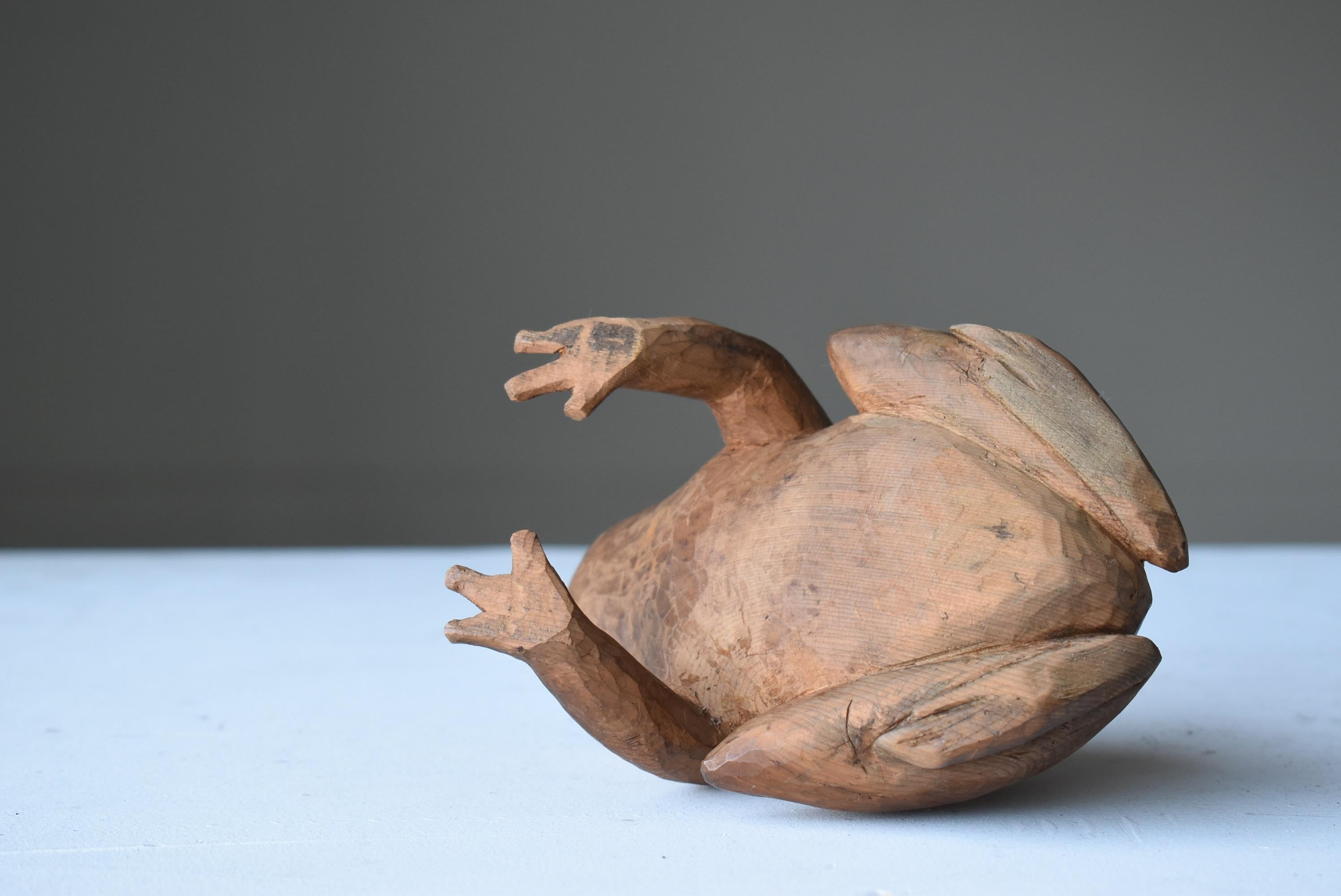 Japanese Antique Wood Carving Frog 1860s-1920s/sculpture Mingei Object 8