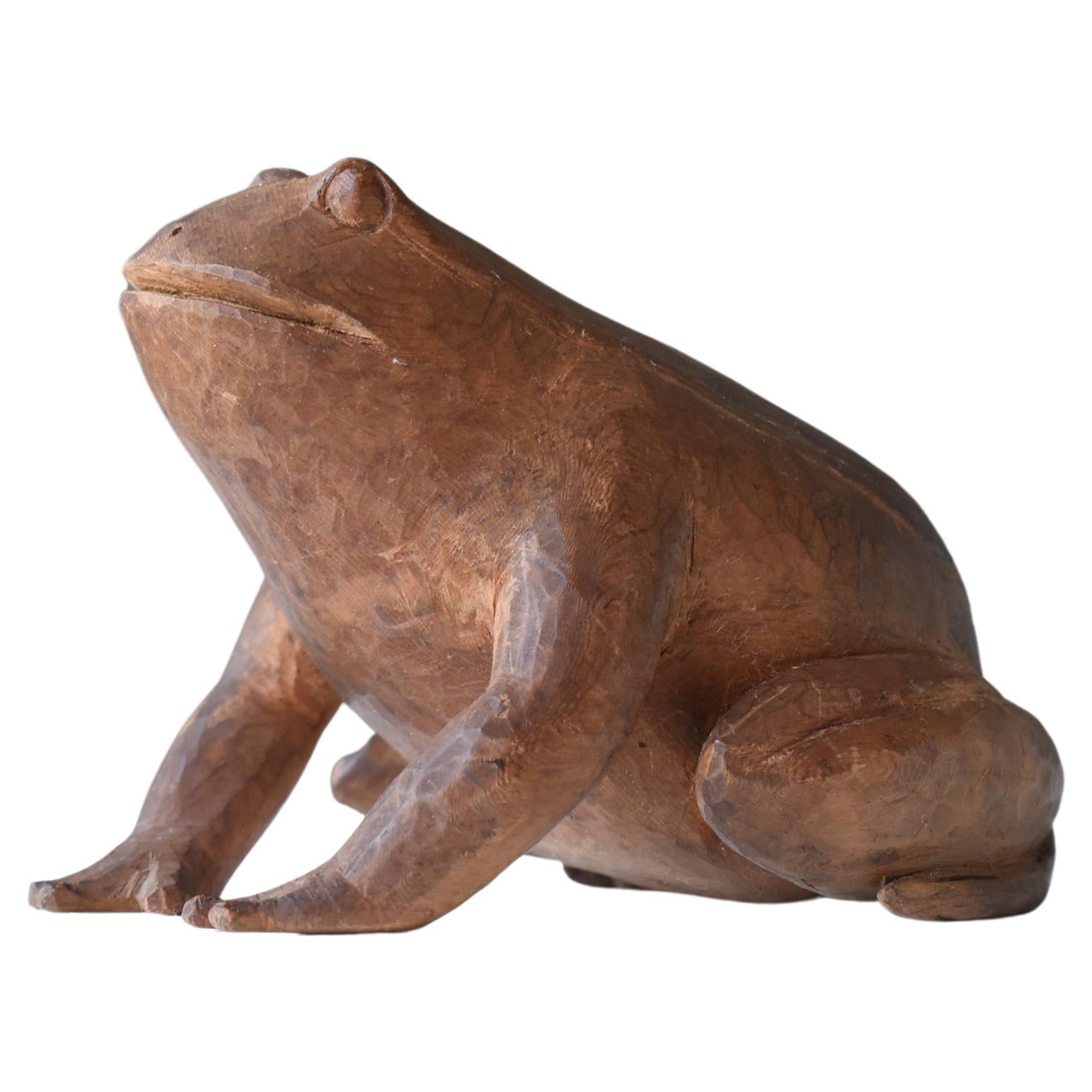 Japanese Antique Wood Carving Frog 1860s-1920s/sculpture Mingei Object