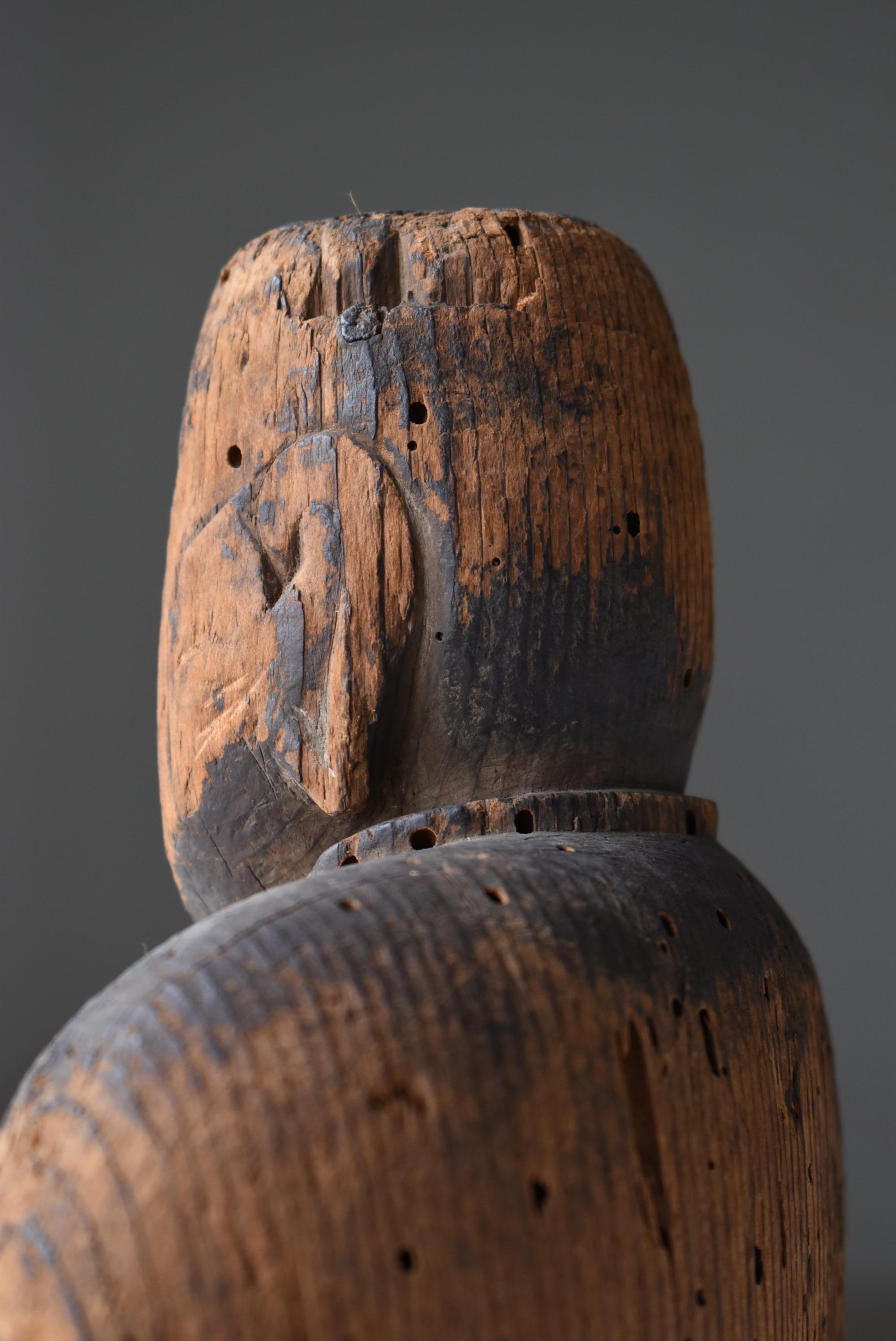 Japanese Antique Wood Carving God 1700s-1800s / Figurine Buddha Object Wabi Sabi 4