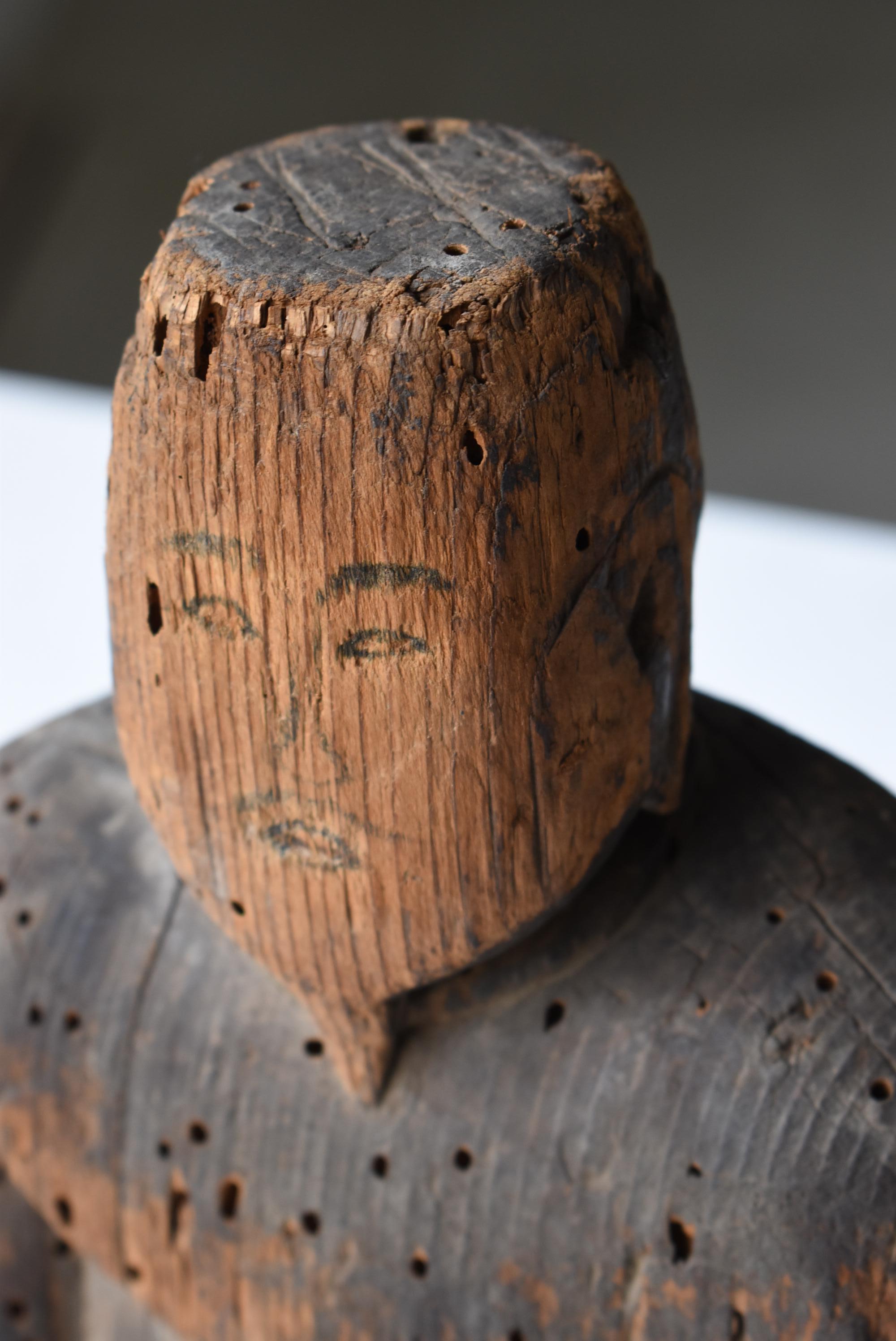 Cedar Japanese Antique Wood Carving God 1700s-1800s / Figurine Buddha Object Wabi Sabi