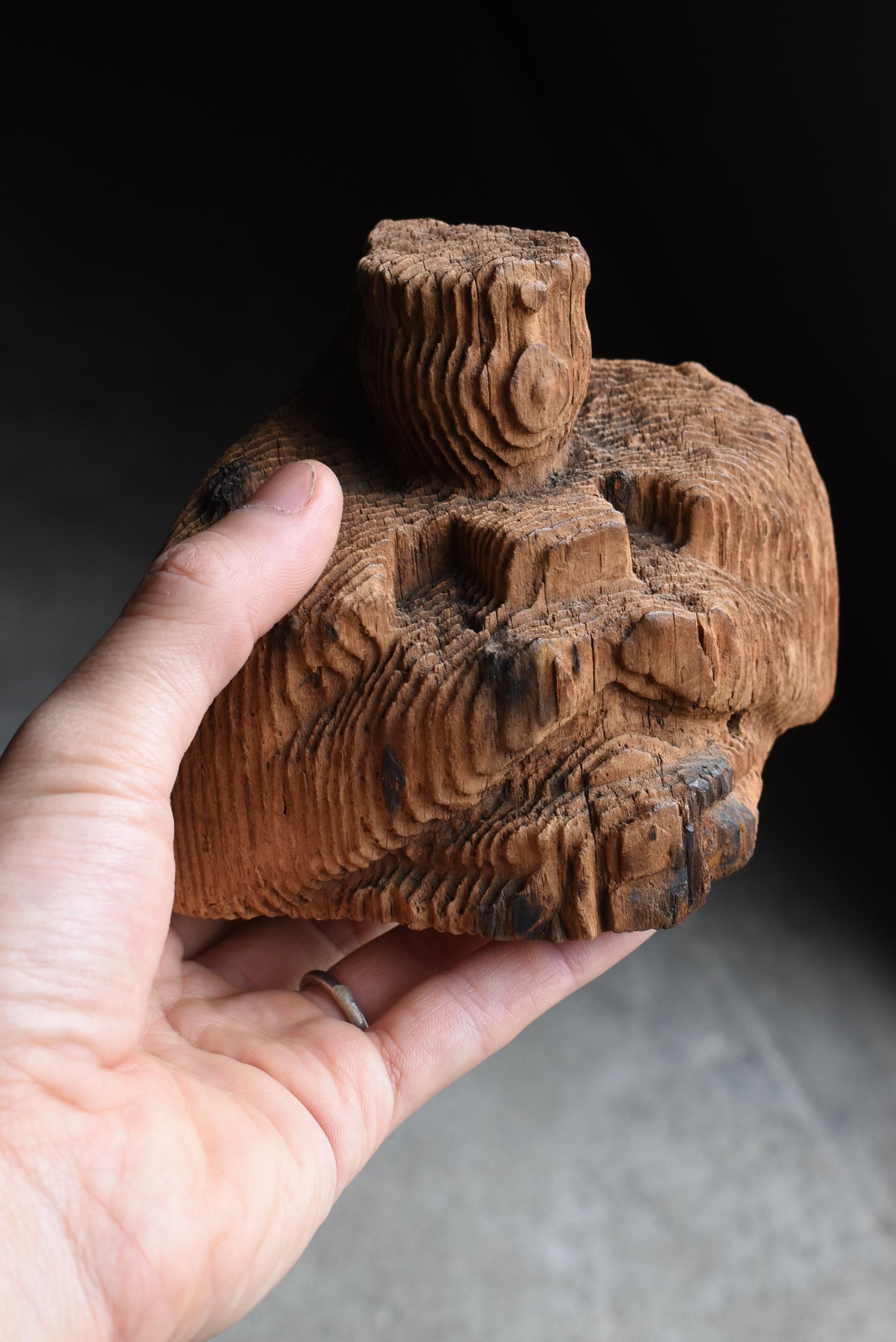 Scultura antica giapponese in legno Dio Celeste 1800s-1860s / Figurina Wabi Sabi 3