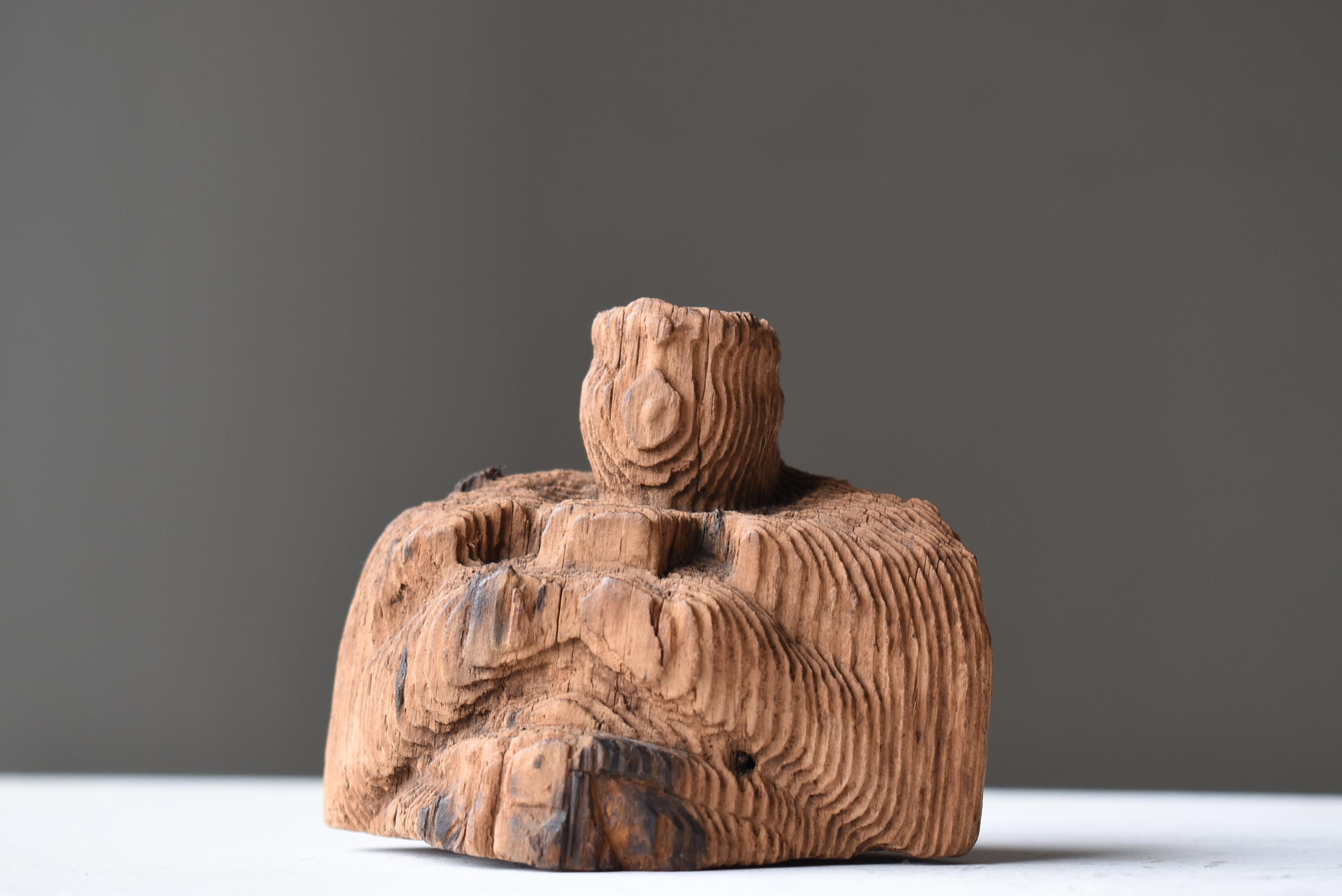 Giapponese Scultura antica giapponese in legno Dio Celeste 1800s-1860s / Figurina Wabi Sabi