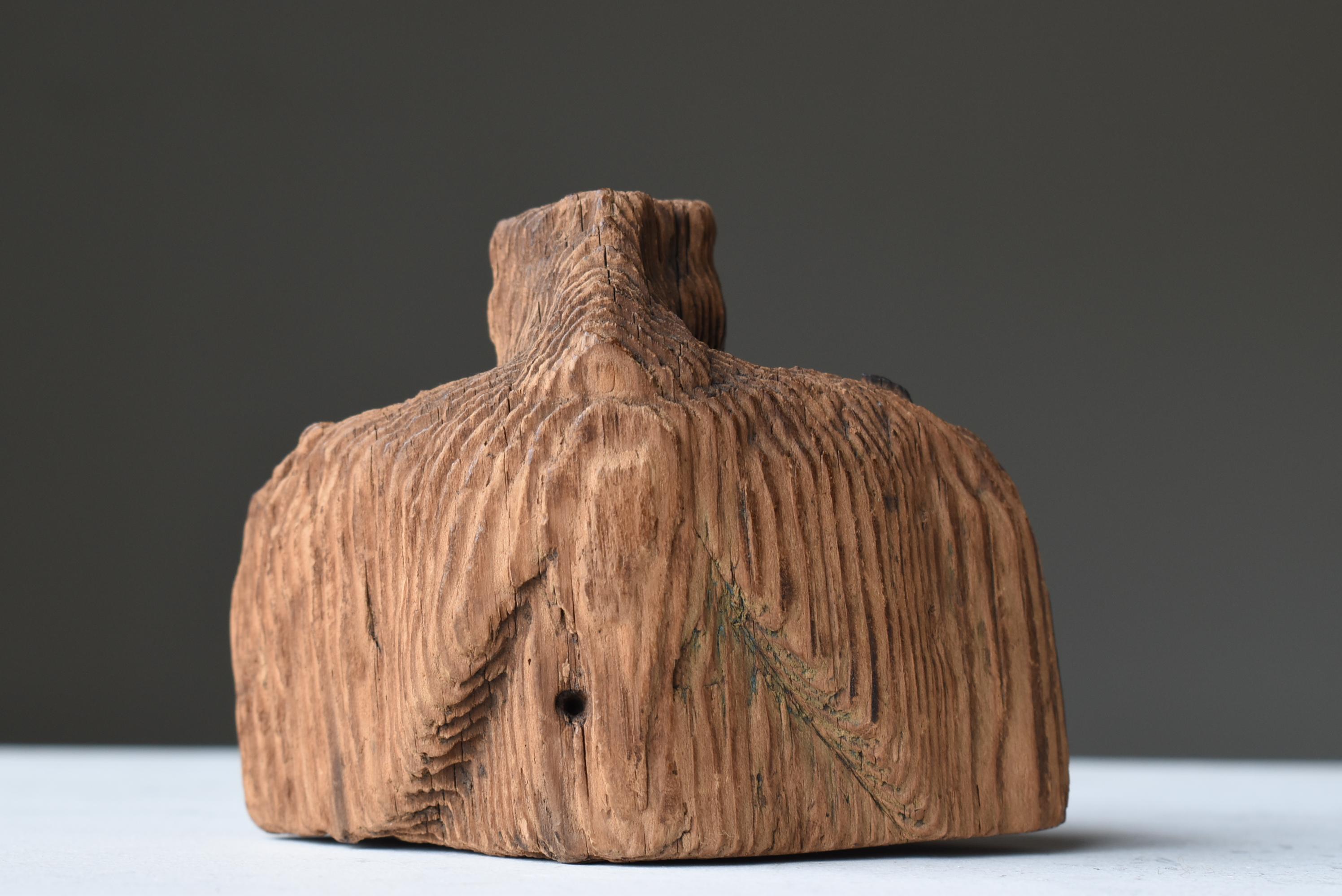 Cedro Scultura antica giapponese in legno Dio Celeste 1800s-1860s / Figurina Wabi Sabi