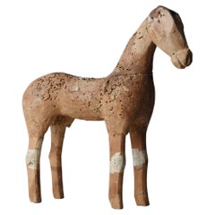 Japanese Antique Wood Carving Horse 1800s-1860s / figurine Sculpture Wab isabi