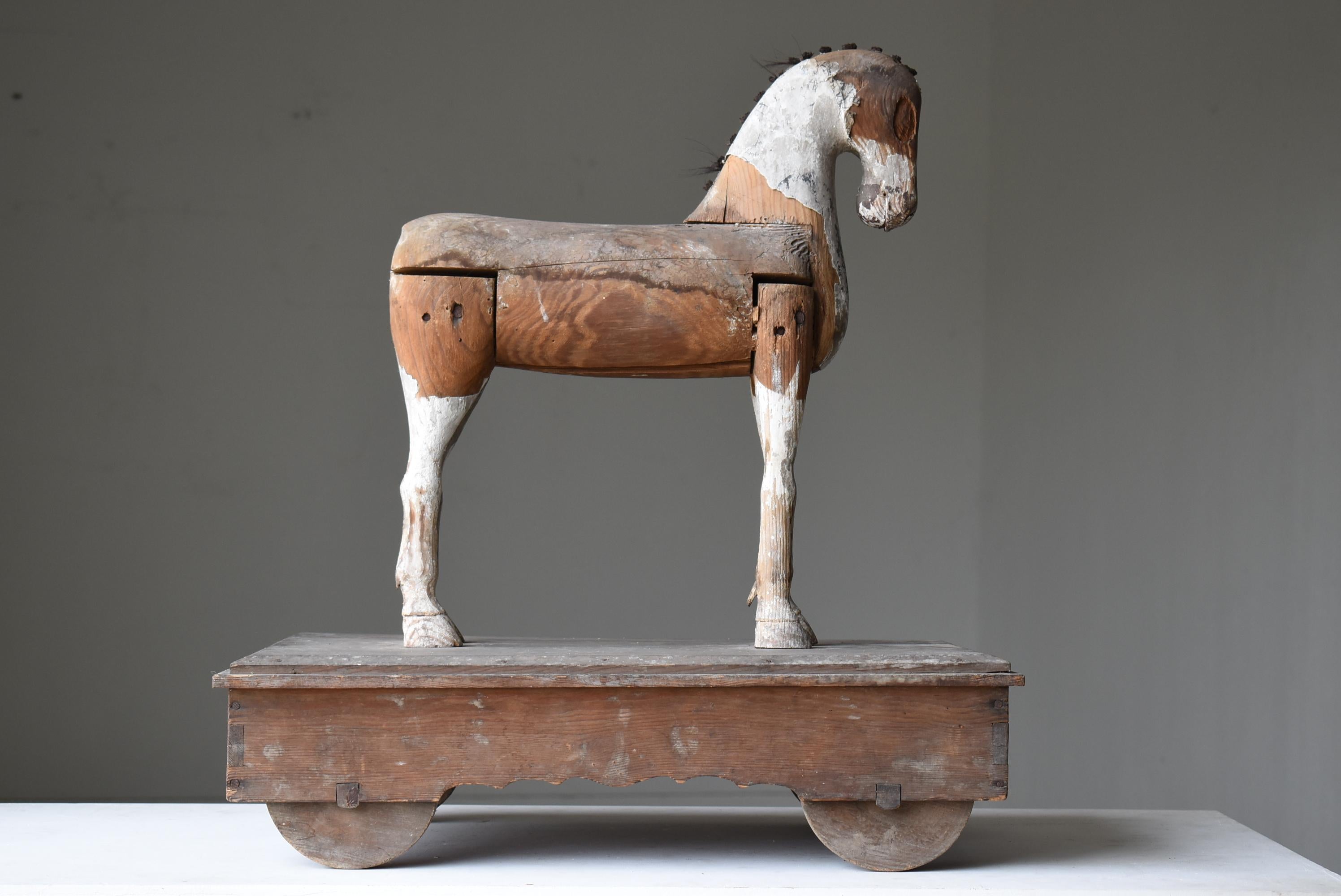 Japanese Antique Wood Carving Horse 1800s-1860s / Figurine Sculpture Wabisabi 7