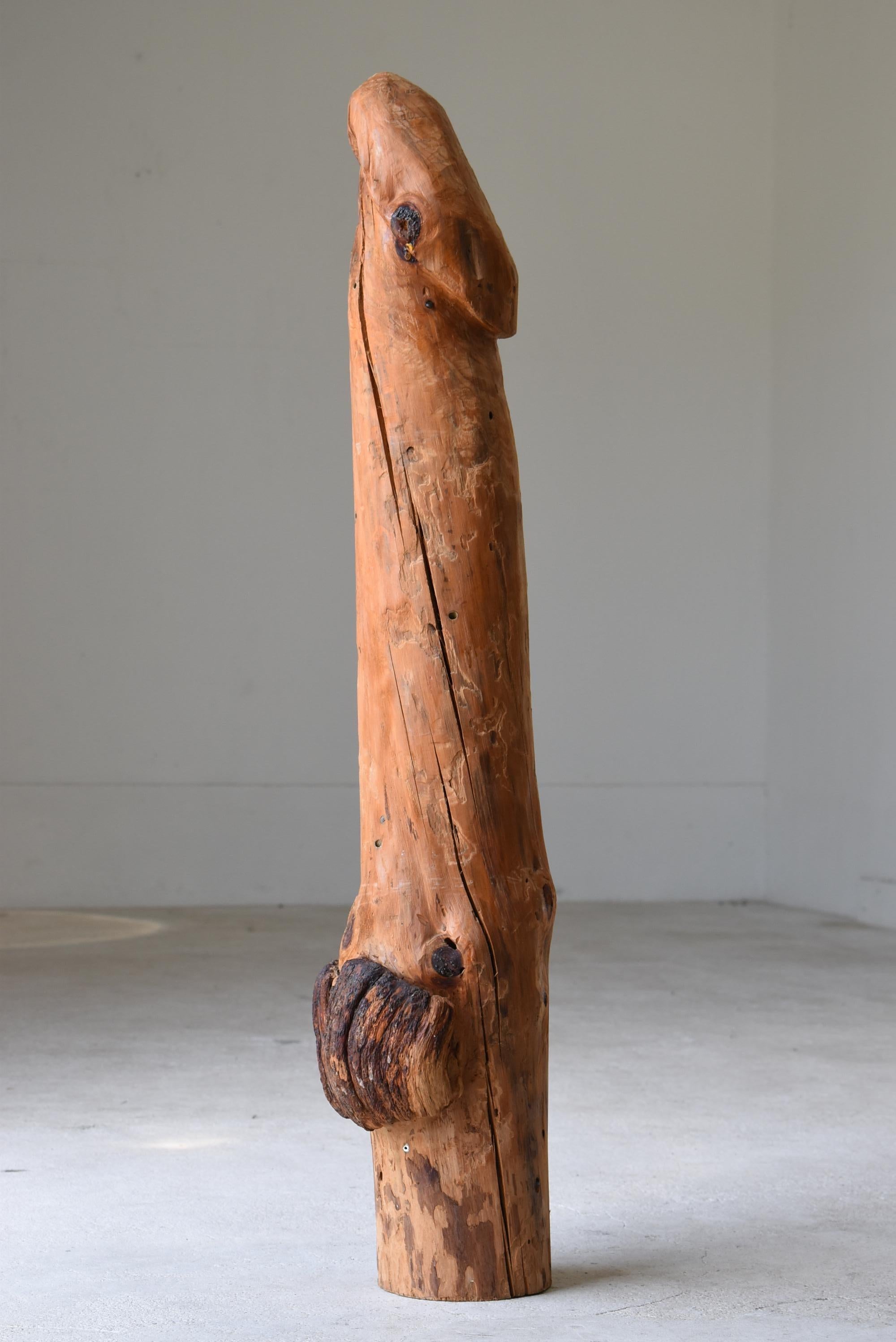 This is an old Japanese wood carving of a huge penis.
It is from the Meiji period (1860s-1900s).
It is made of pine wood.

It is a unique item using the shape of natural wood.

This is a votive offering.
There are shrines dedicated to