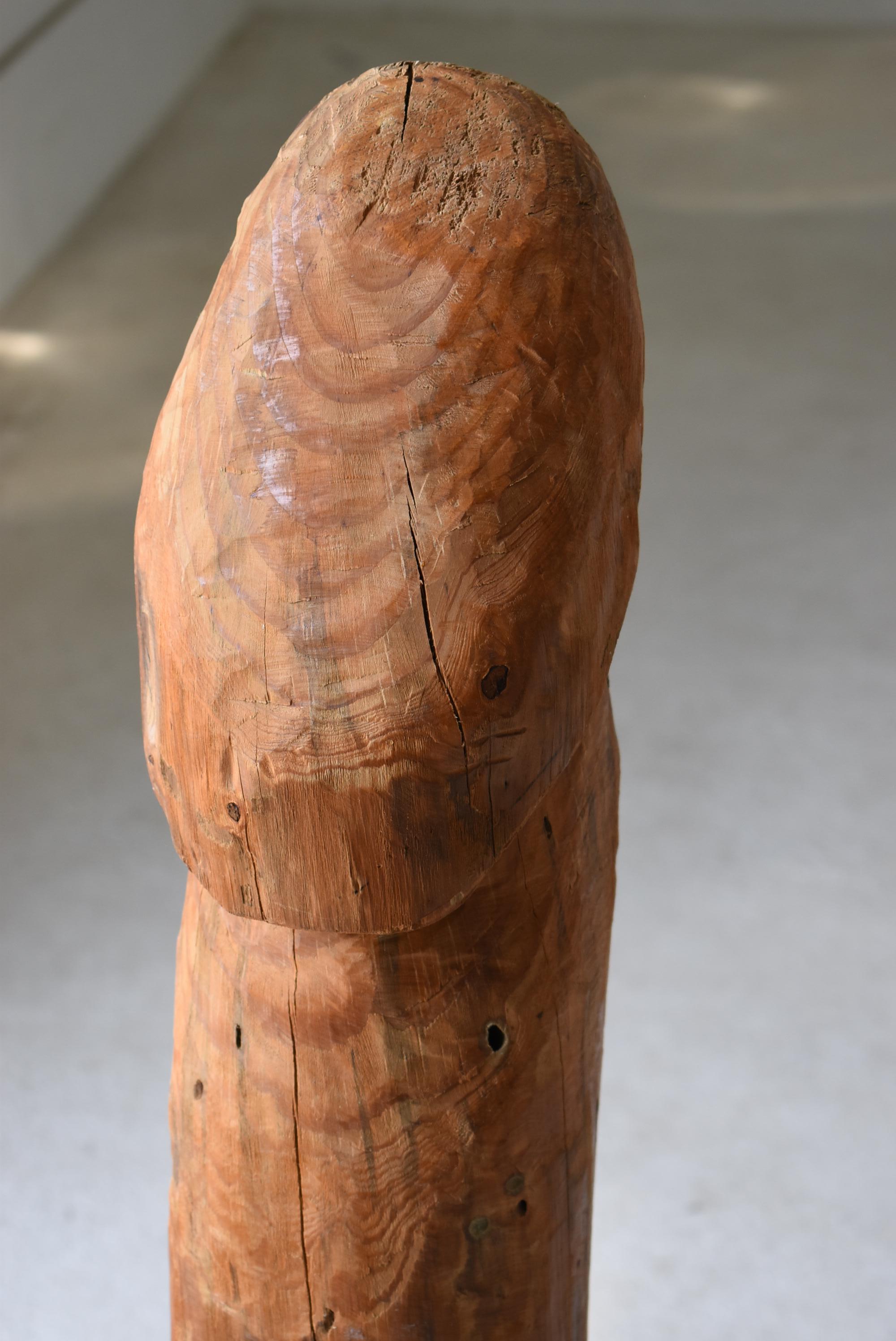 Pine Japanese Antique Wood Carving Huge Penis 1860s-1900s/Figurine Mingei Wabi-Sabi