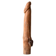 Grand Penis japonais ancien en bois sculpté des années 1860-1900/Figurine Mingei Wabi-Sabi