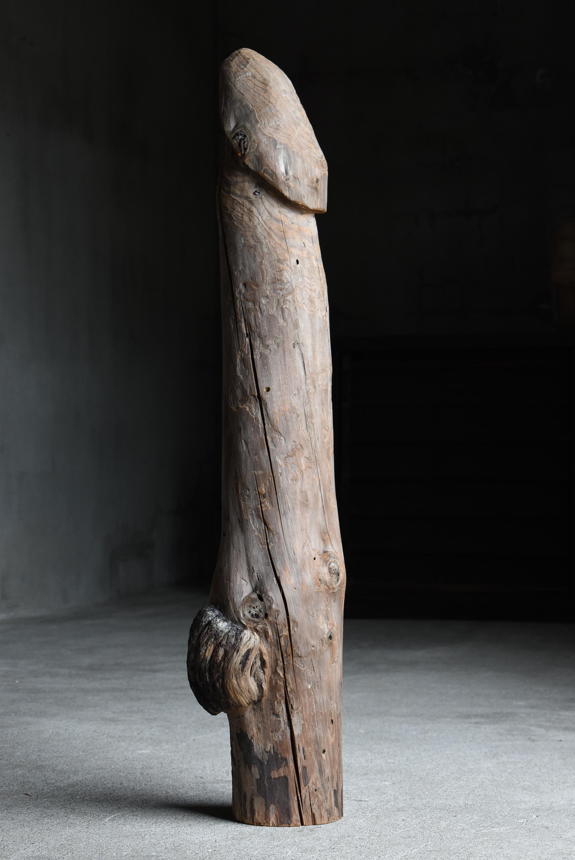 Meiji Japanese Antique Wood Carving Huge Penis 1860s-1900s / Figurine Wabi Sabi Object
