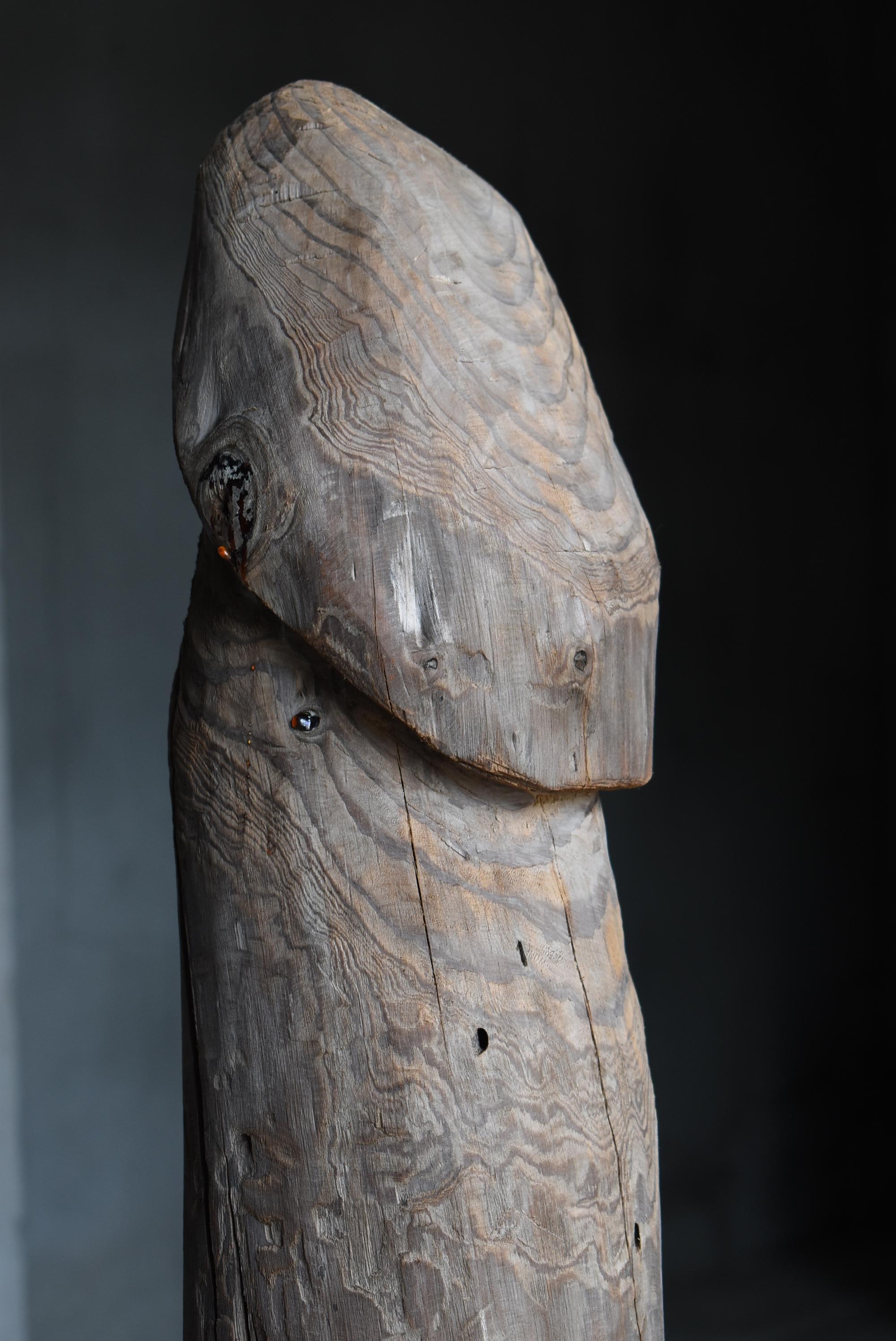 Japanned Japanese Antique Wood Carving Huge Penis 1860s-1900s / Figurine Wabi Sabi Object