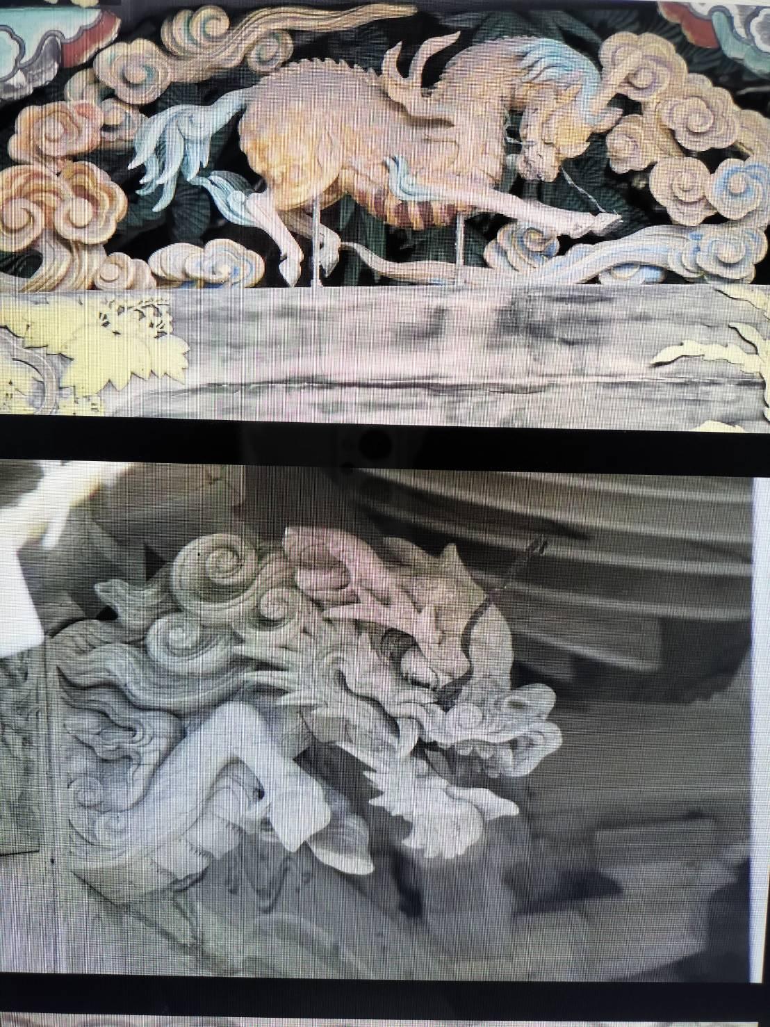 Sculpture japonaise ancienne « Pieds de Kirin » /1800s/ Sculptures de sanctuaires et de temples en vente 10