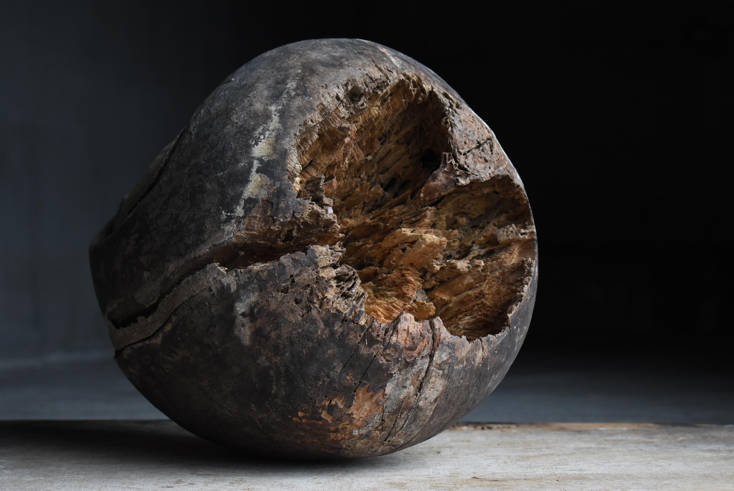Japanische antike japanische Holzschnitzerei Große Daruma 1860er-1920er Jahre / Skulptur Wabisabi 5