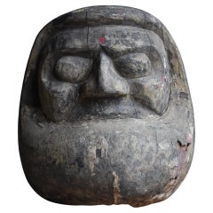 Scultura antica giapponese in legno grande Daruma 1860-1920 / Scultura Wabisabi