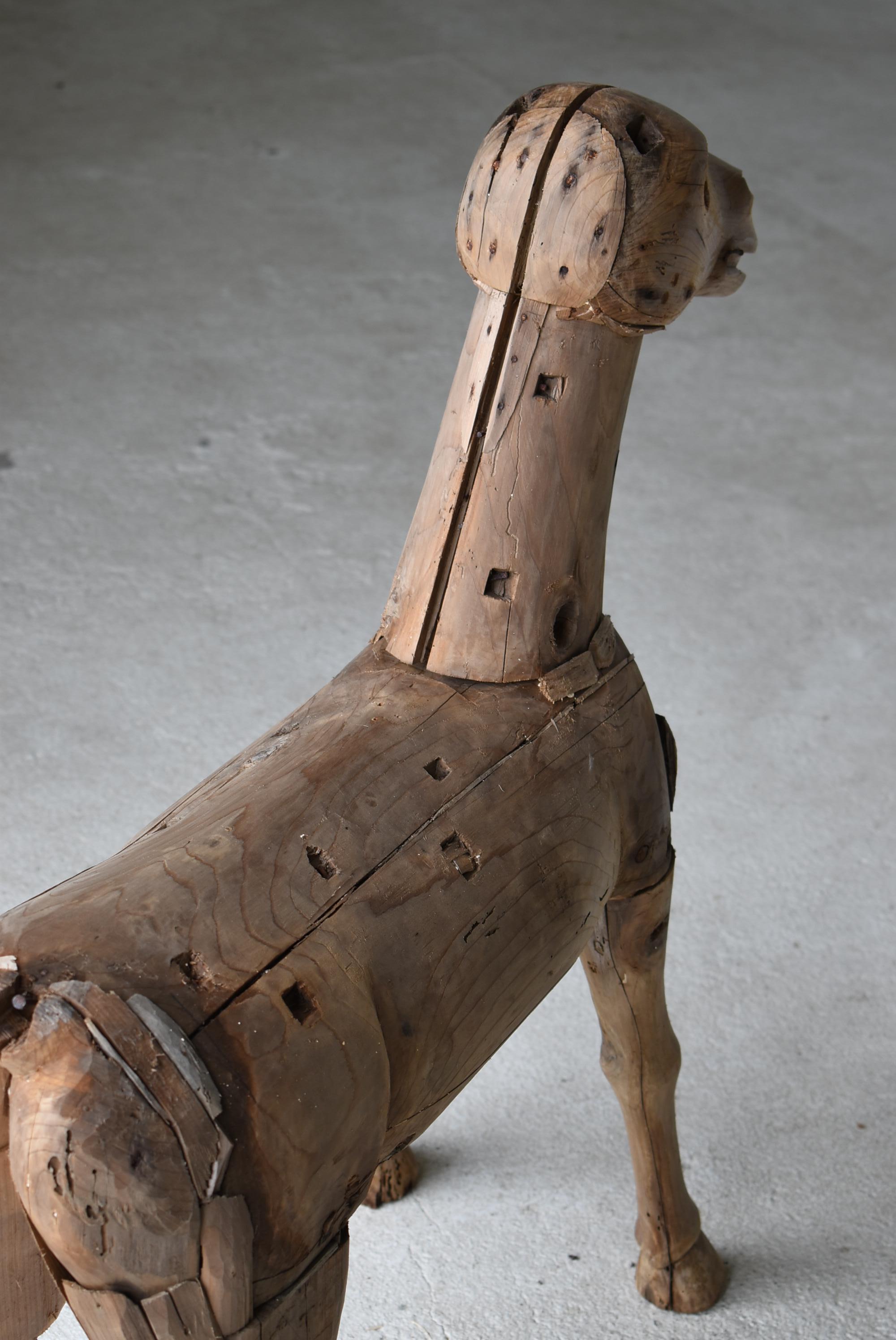 Japanische antike Holzschnitzerei Großes Pferd 1800er-1860er Jahre / Skulptur Wabisabi im Angebot 8