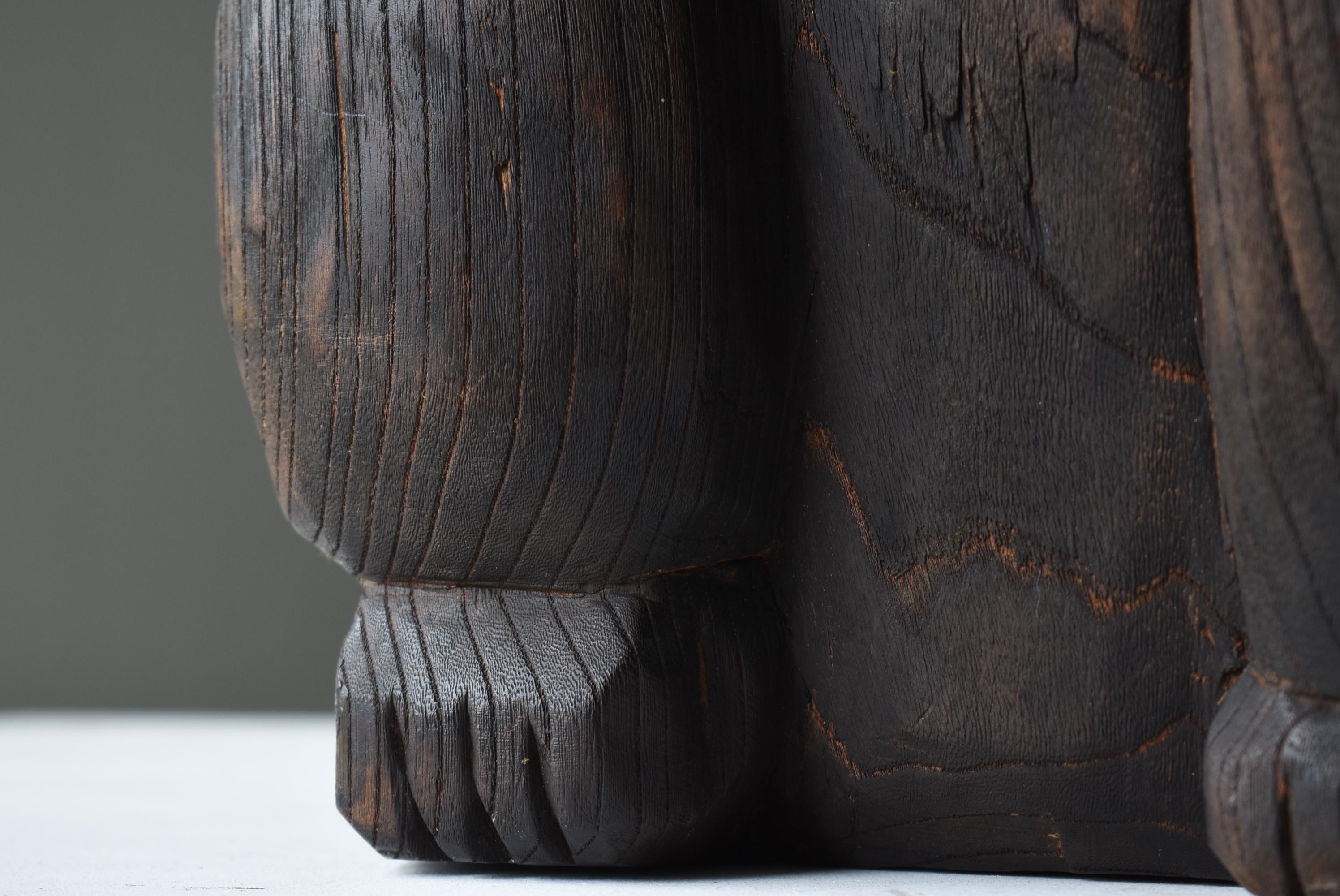 Japanese antique Wood Carving large Maneki Neko 1900s-1940s/Beckoning Cat mingei 1