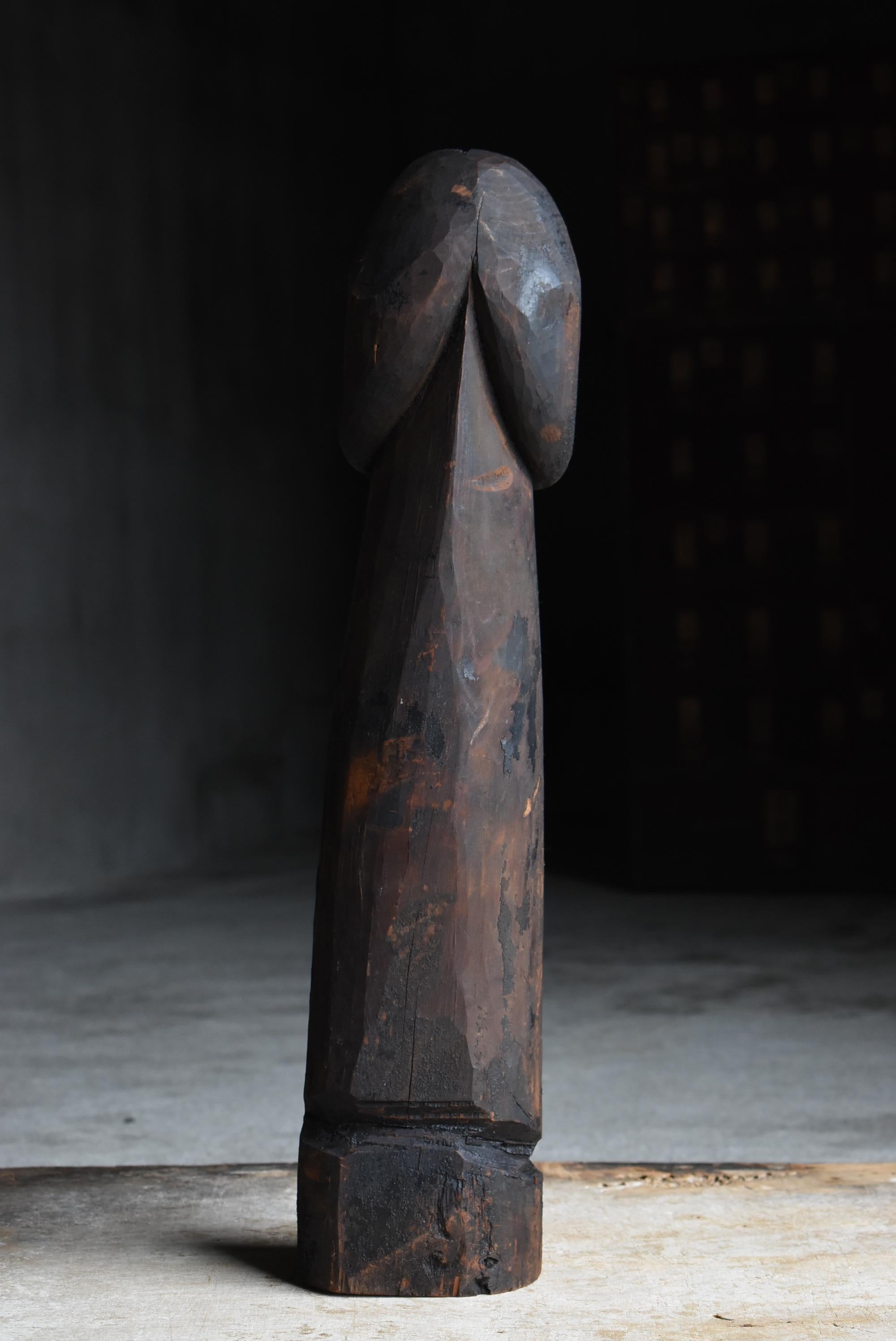 Edo Japanese Antique Wood Carving Large Penis 1800s-1860s / Sculpture Wabi Sabi For Sale