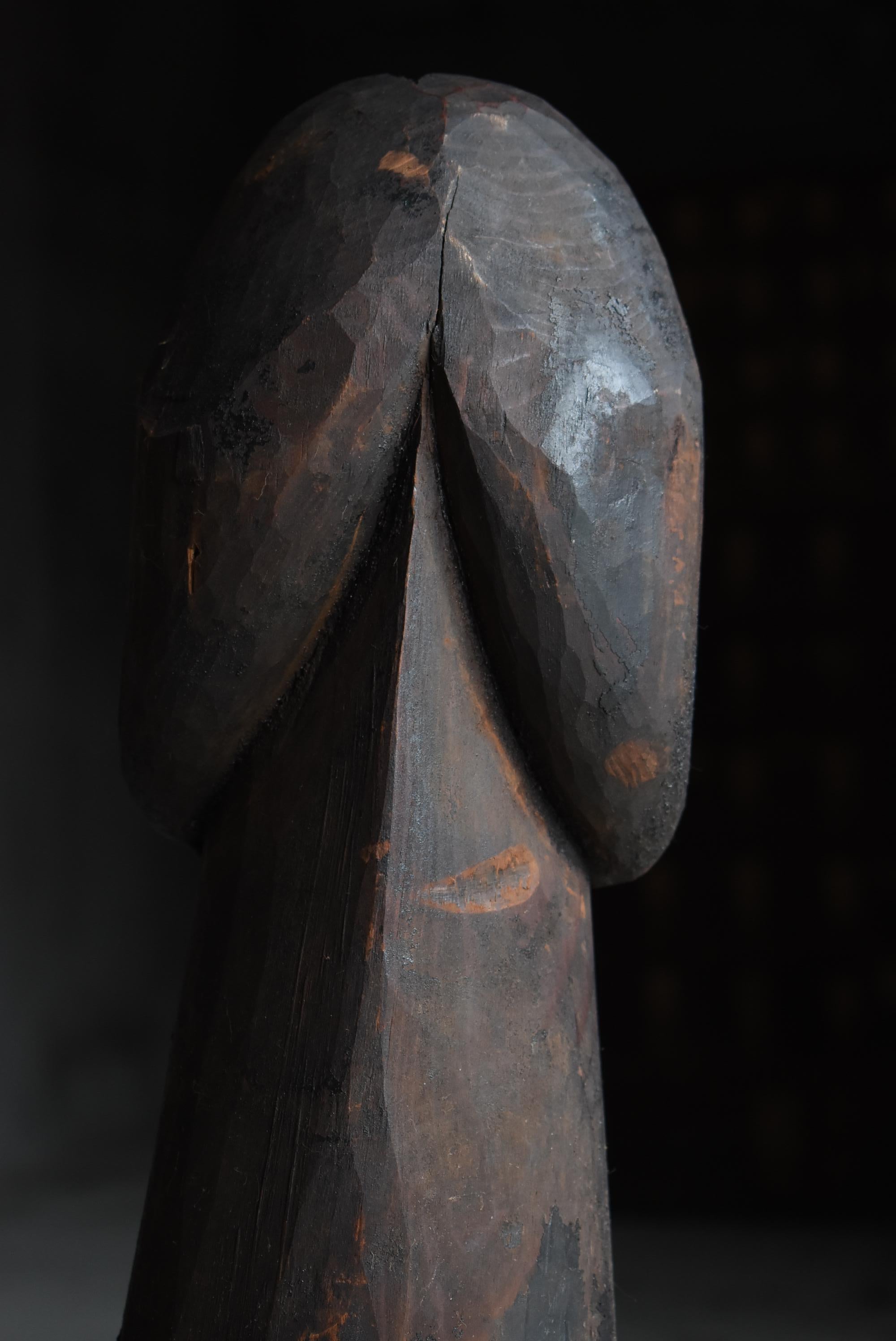 Japanese Antique Wood Carving Large Penis 1800s-1860s / Sculpture Wabi Sabi In Good Condition For Sale In Chōsei District Nagara, JP