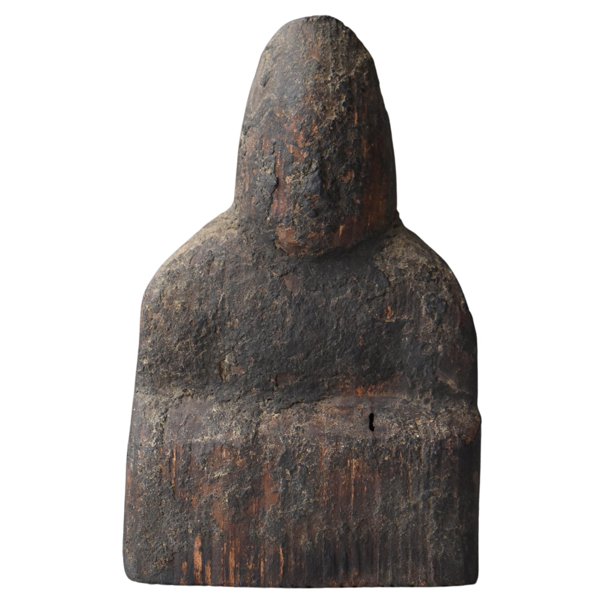 Japanese Antique Wood Carving Male God 1600s-1700s / Figurine Object Wabi Sabi