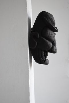 Japanese Antique Wood Carving Mask 1860s-1900s/Folk Crafts Wabisabi Art Object