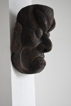 Japanese Antique Wood Carving Masks 1860s-1900s/Folk Crafts Wall Decoration