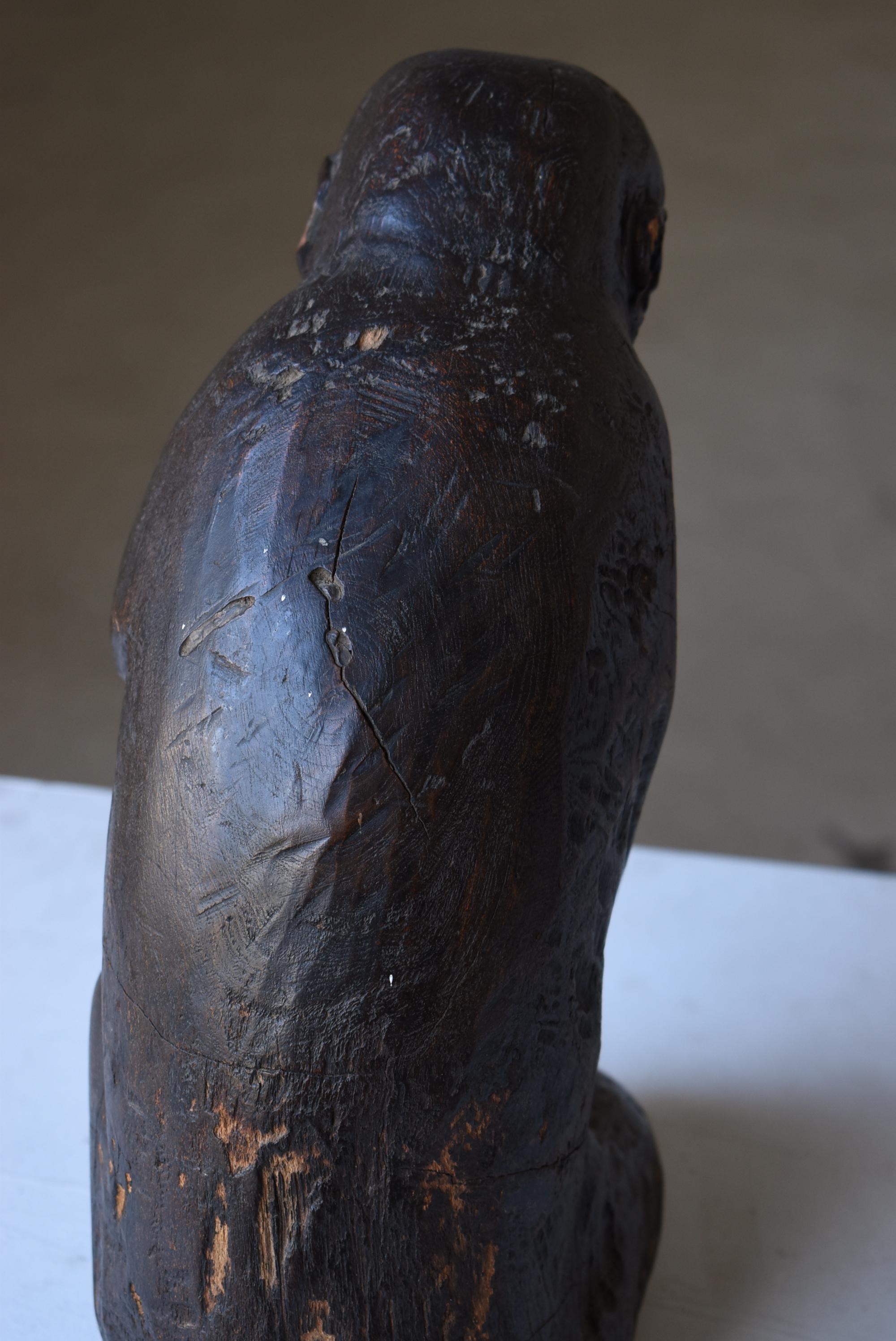 Mono Japonés Antiguo Tallado en Madera Años 1860-1920 / Escultura Wabisabi 4