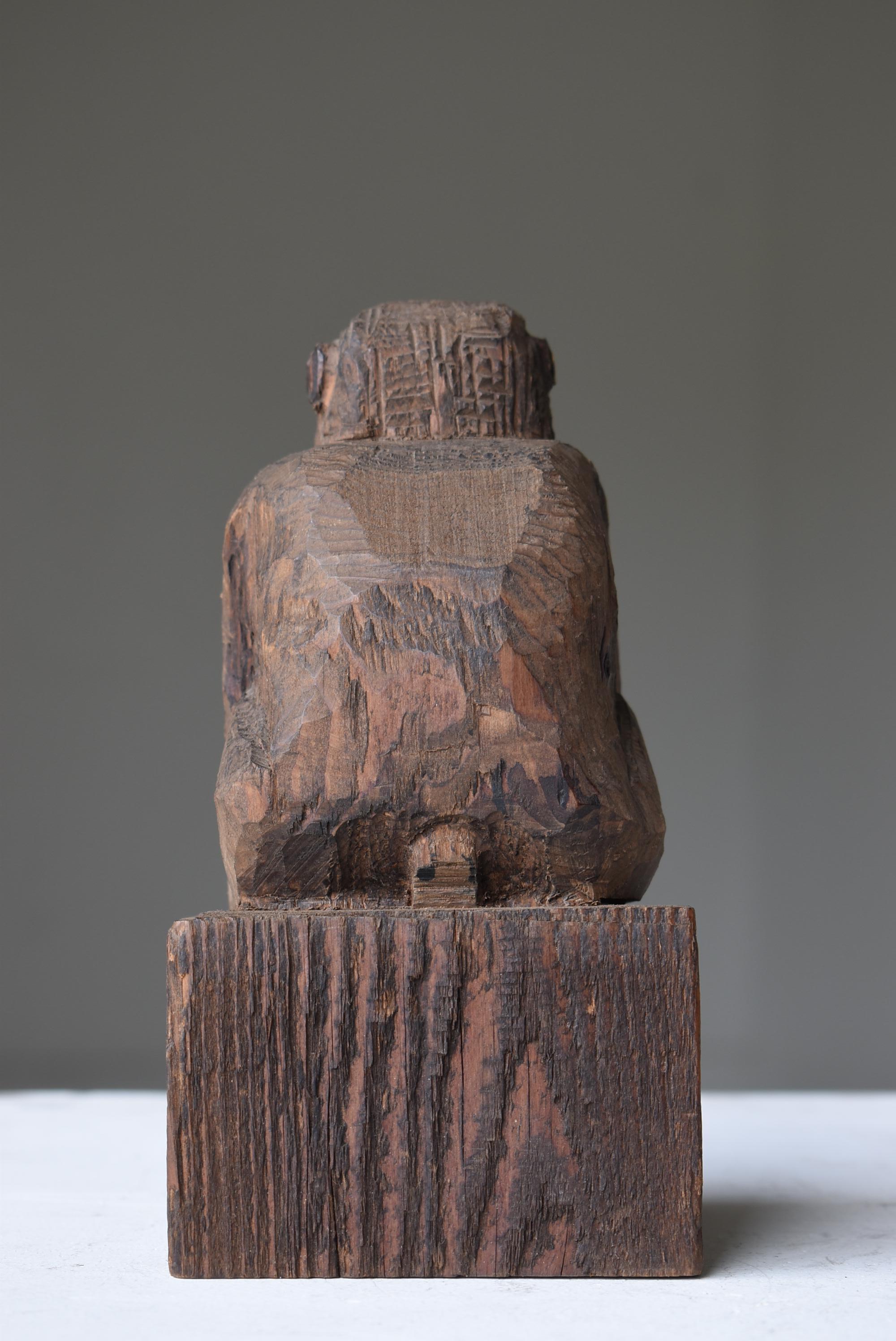 Japanese Antique Wood Carving Monkey 1920s-1940s / Sculpture Wabi Sabi 3