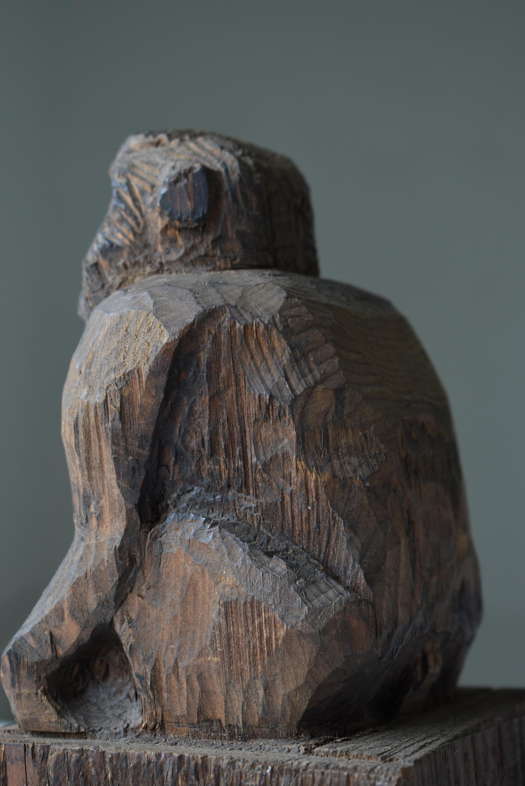 Japanese Antique Wood Carving Monkey 1920s-1940s / Sculpture Wabi Sabi 6