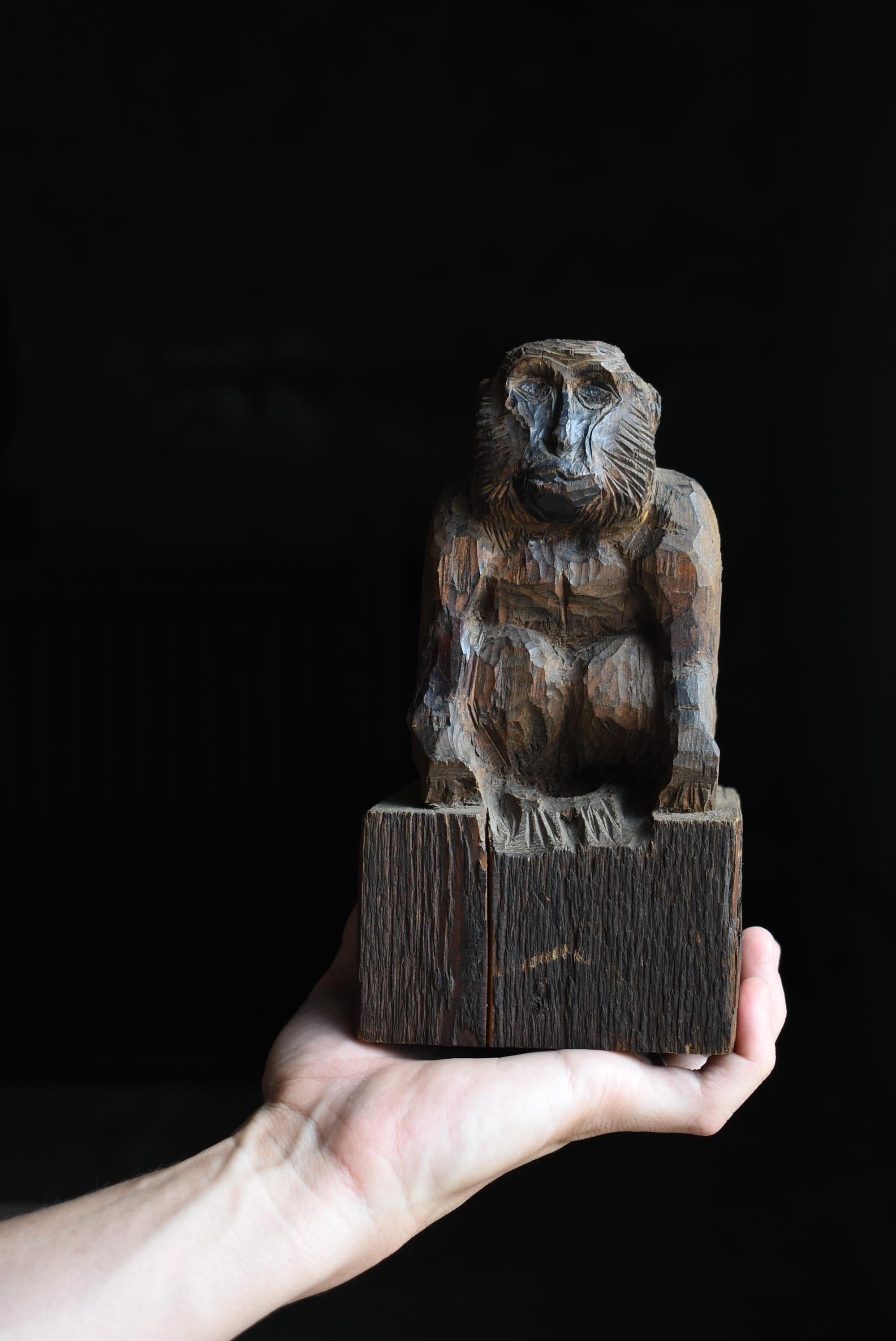 Japanese Antique Wood Carving Monkey 1920s-1940s / Sculpture Wabi Sabi 9