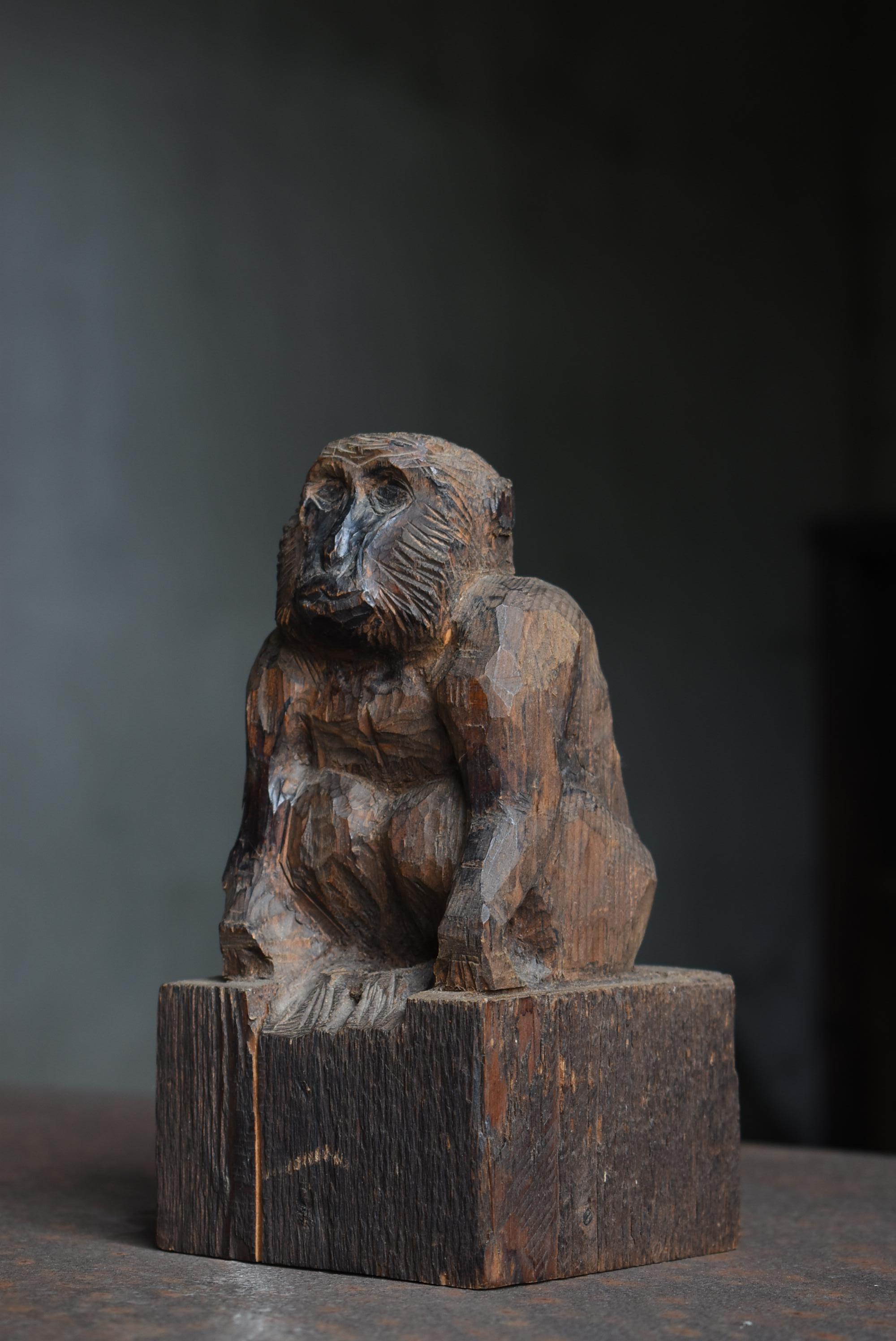 Japanese Antique Wood Carving Monkey 1920s-1940s / Sculpture Wabi Sabi 10